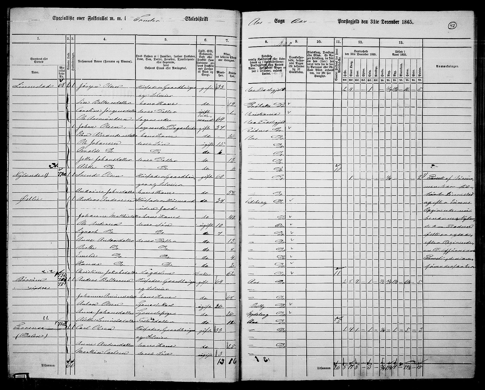 RA, Folketelling 1865 for 0214P Ås prestegjeld, 1865, s. 35