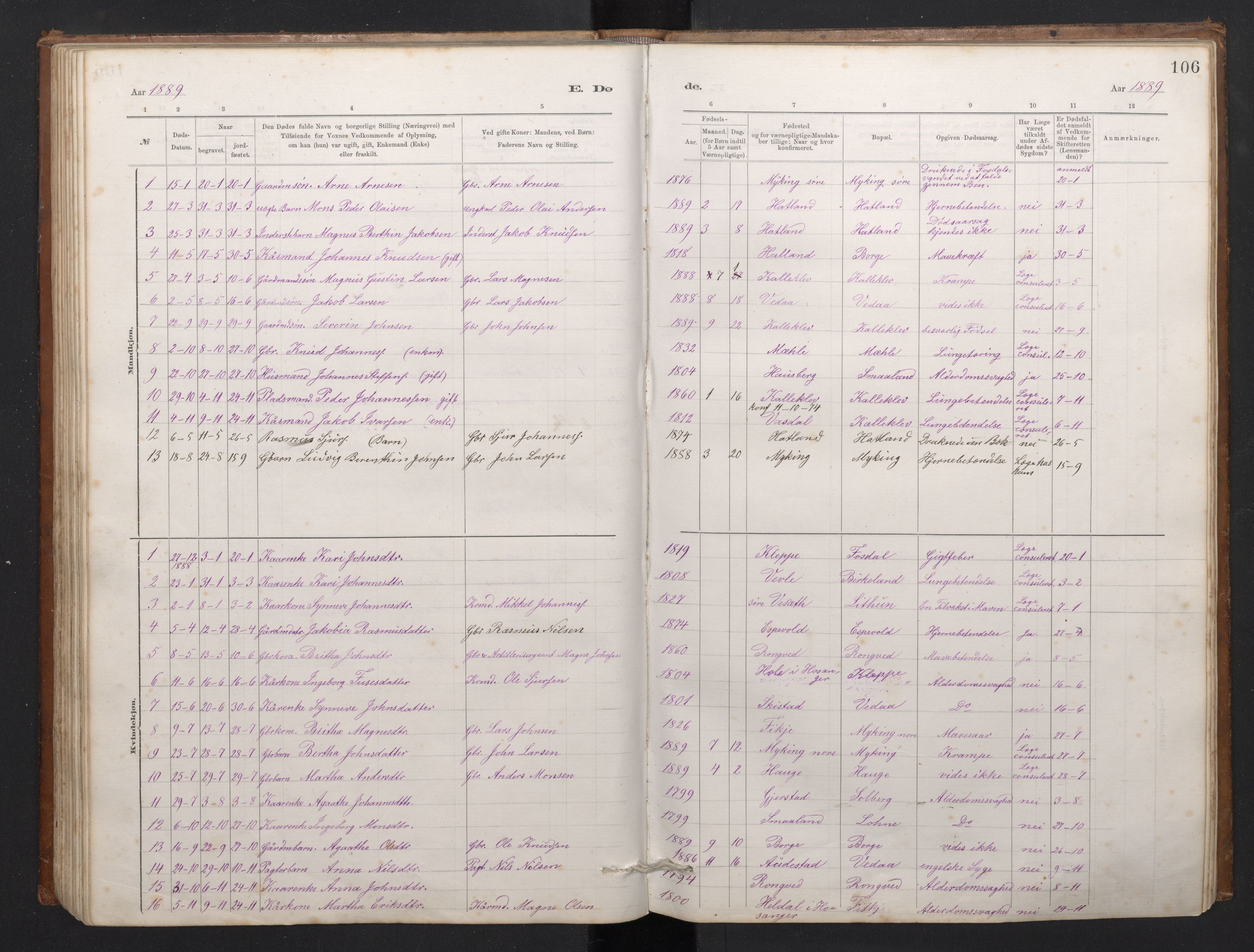 Haus sokneprestembete, AV/SAB-A-75601/H/Hab: Klokkerbok nr. C 2, 1878-1892, s. 105b-106a