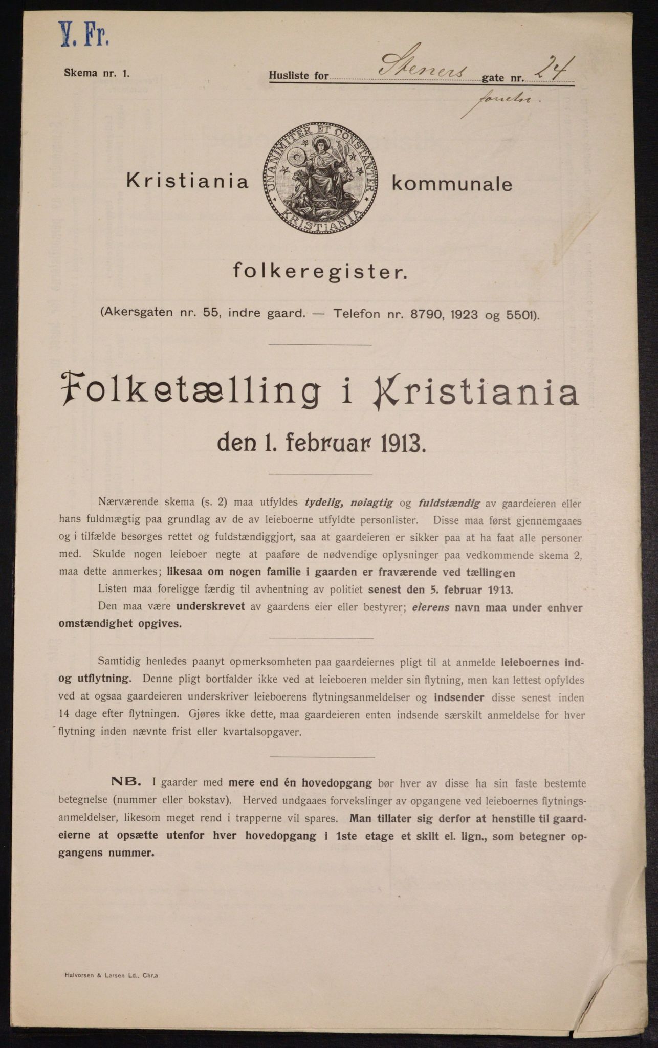 OBA, Kommunal folketelling 1.2.1913 for Kristiania, 1913, s. 101610