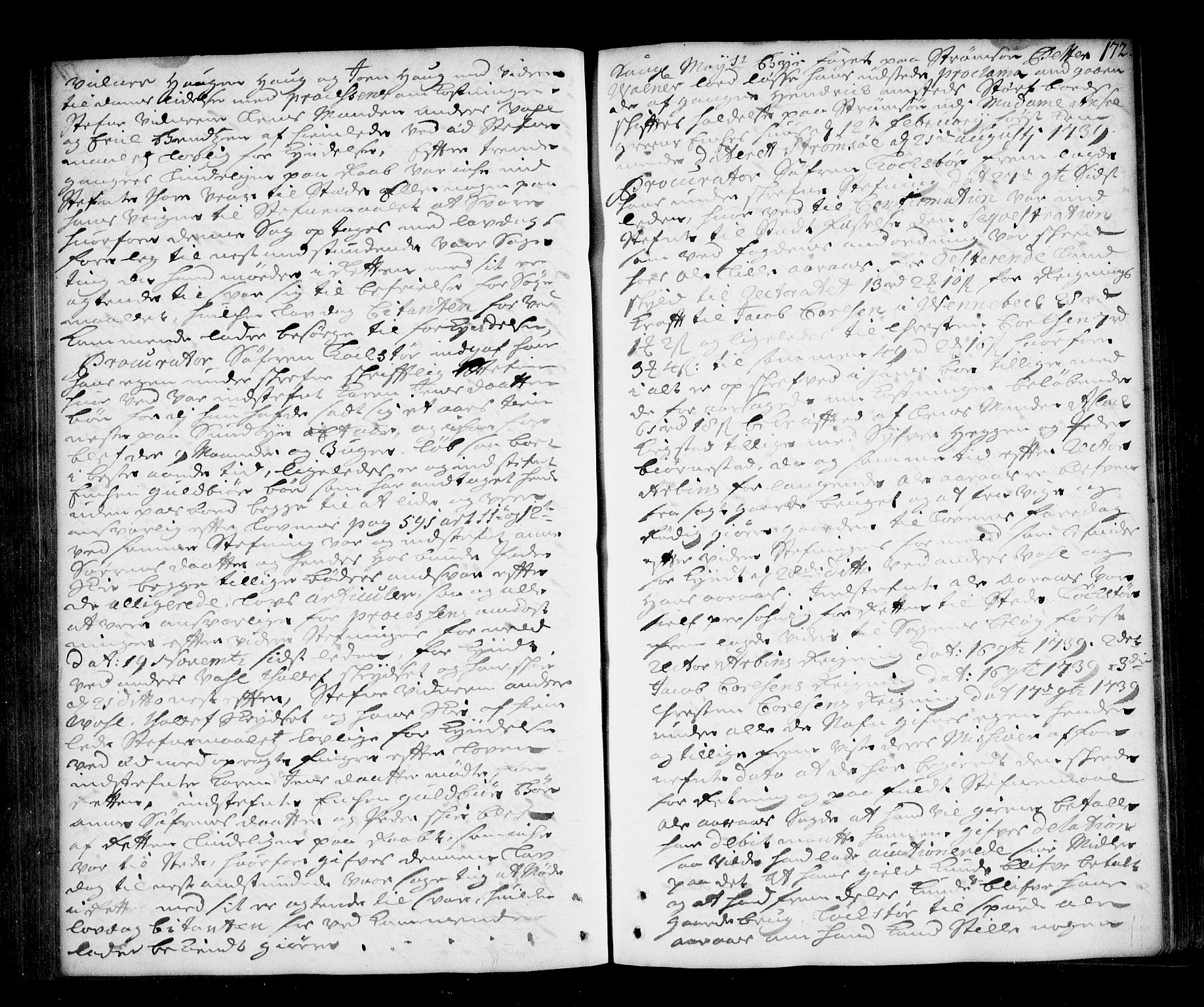 Lier, Røyken og Hurum sorenskriveri, AV/SAKO-A-89/F/Fa/L0049: Tingbok, 1738-1741, s. 172