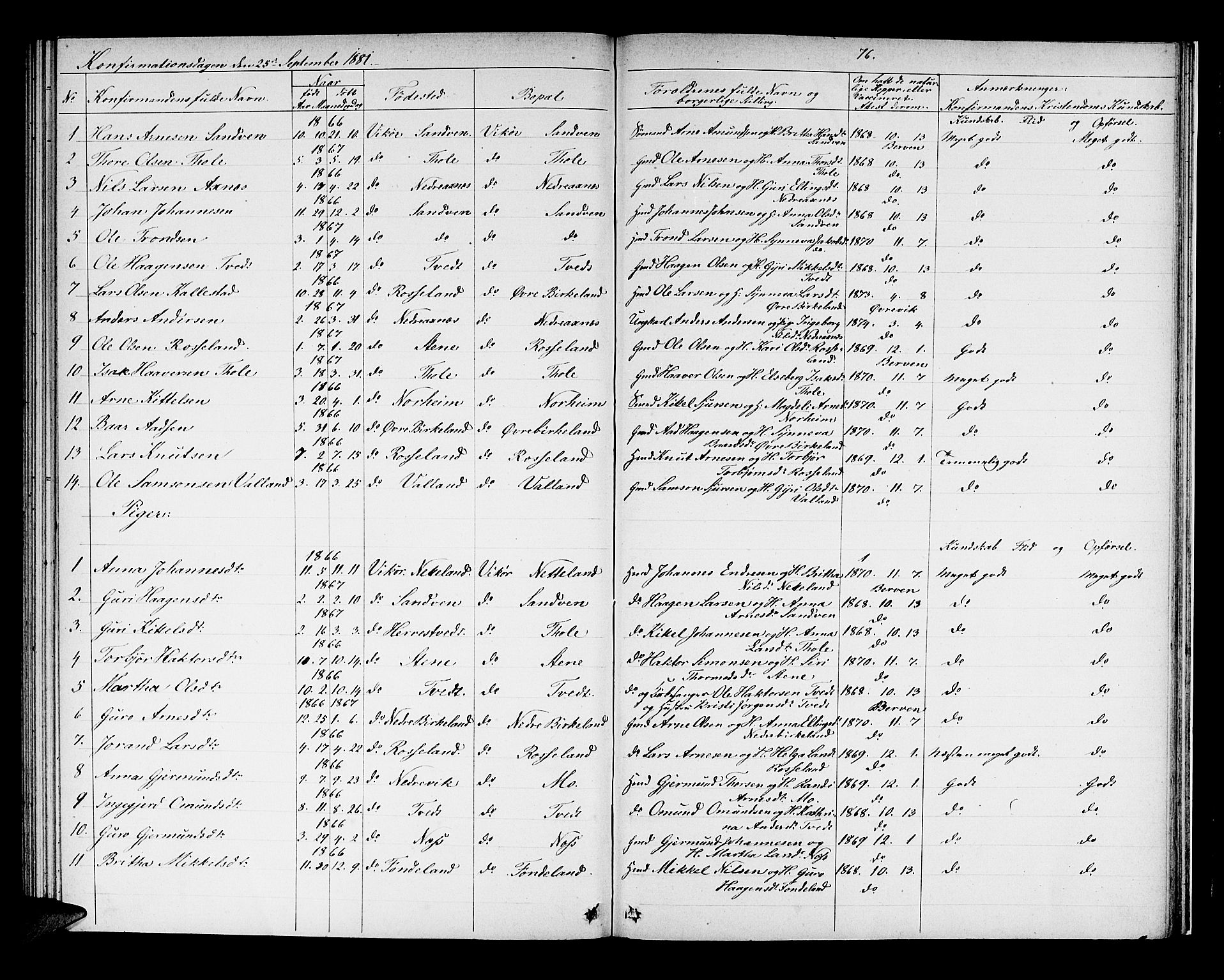 Kvam sokneprestembete, AV/SAB-A-76201/H/Hab: Klokkerbok nr. B 2, 1870-1883, s. 76