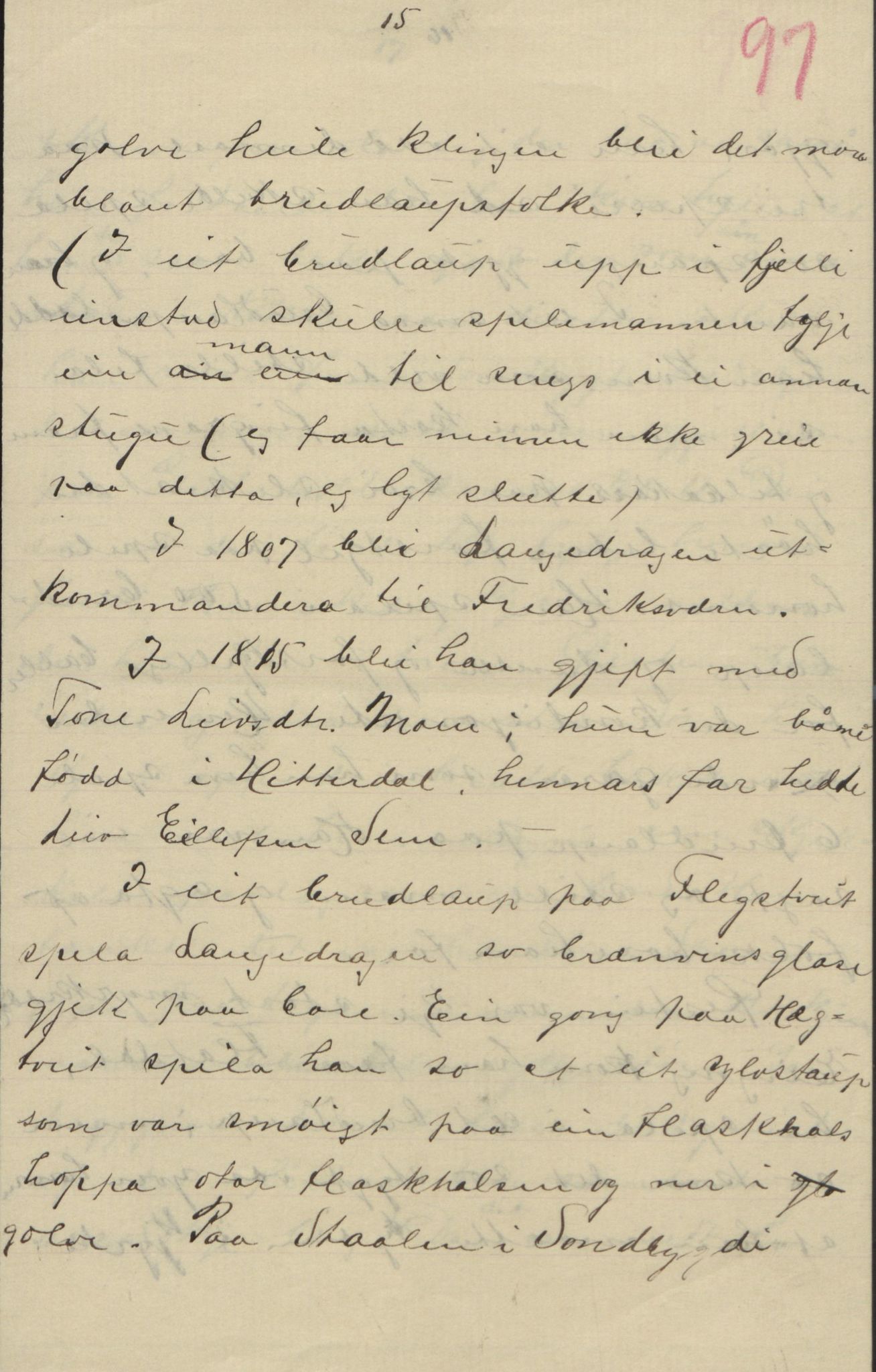 Rikard Berge, TEMU/TGM-A-1003/F/L0004/0053: 101-159 / 157 Manuskript, notatar, brev o.a. Nokre leiker, manuskript, 1906-1908, s. 97