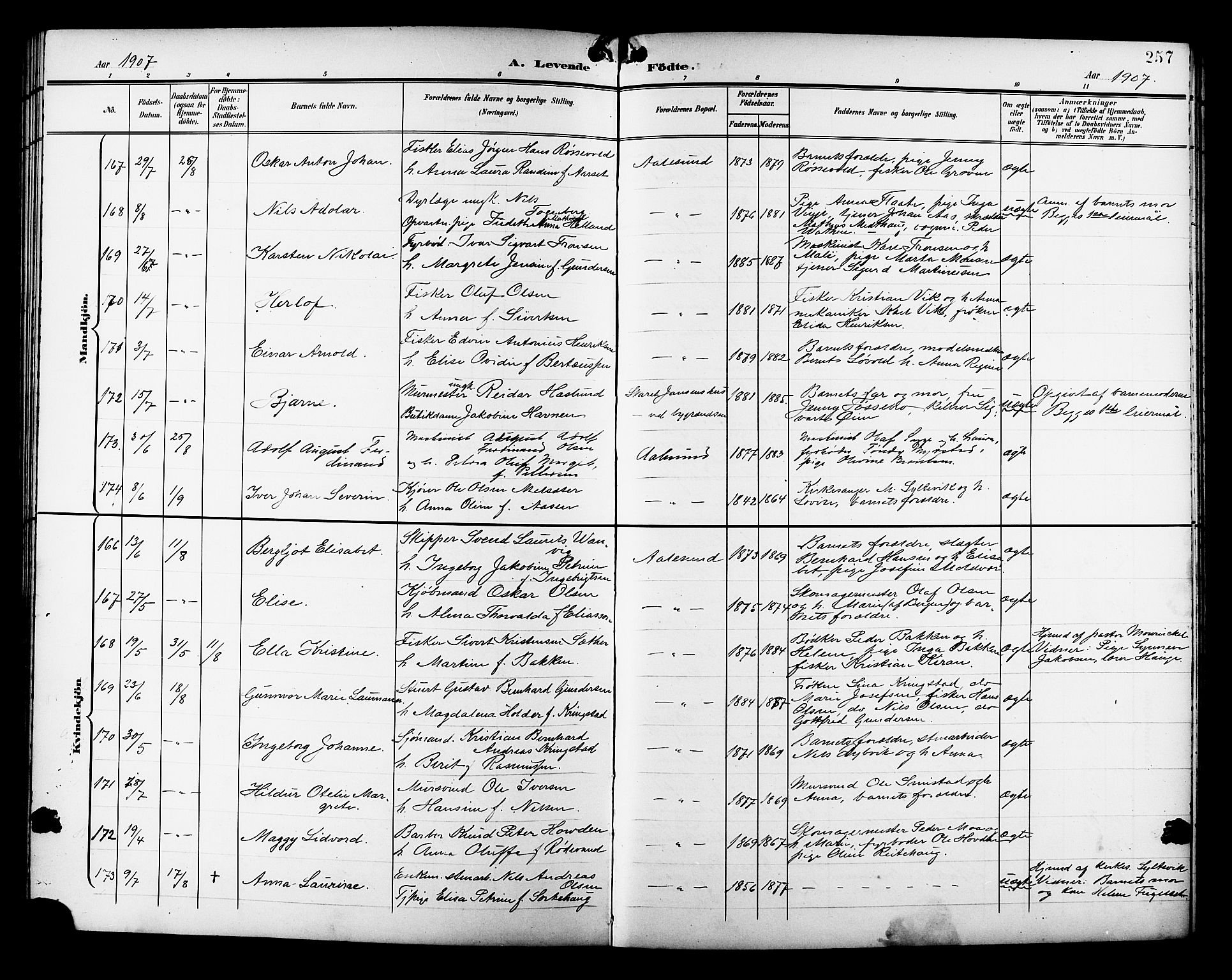 Ministerialprotokoller, klokkerbøker og fødselsregistre - Møre og Romsdal, AV/SAT-A-1454/529/L0468: Klokkerbok nr. 529C05, 1897-1908, s. 257