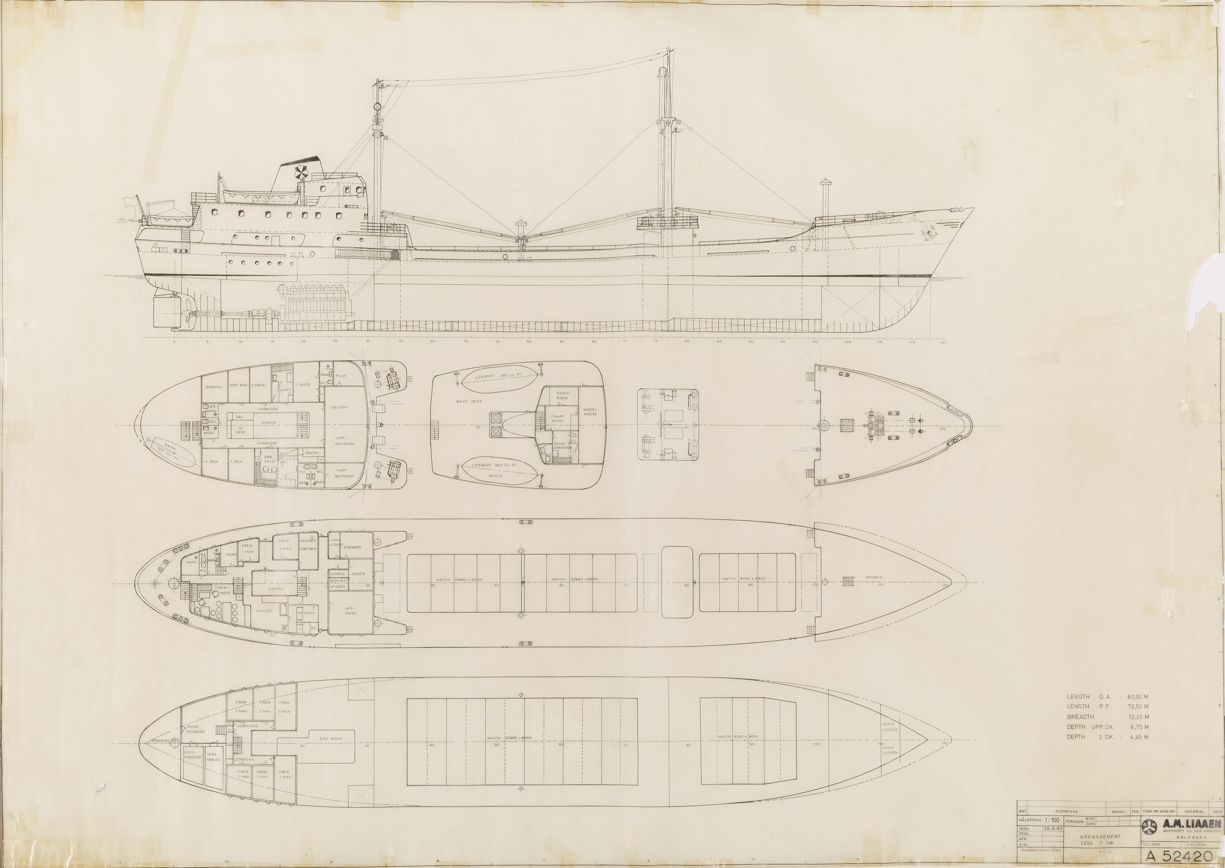 A.M. Liaaen, IKAM/P-00090/T/Tb/Tbi/L0001/0009: Rull-arkiv (register i Taa: 15): rull 1 - 80, 1963-1964
