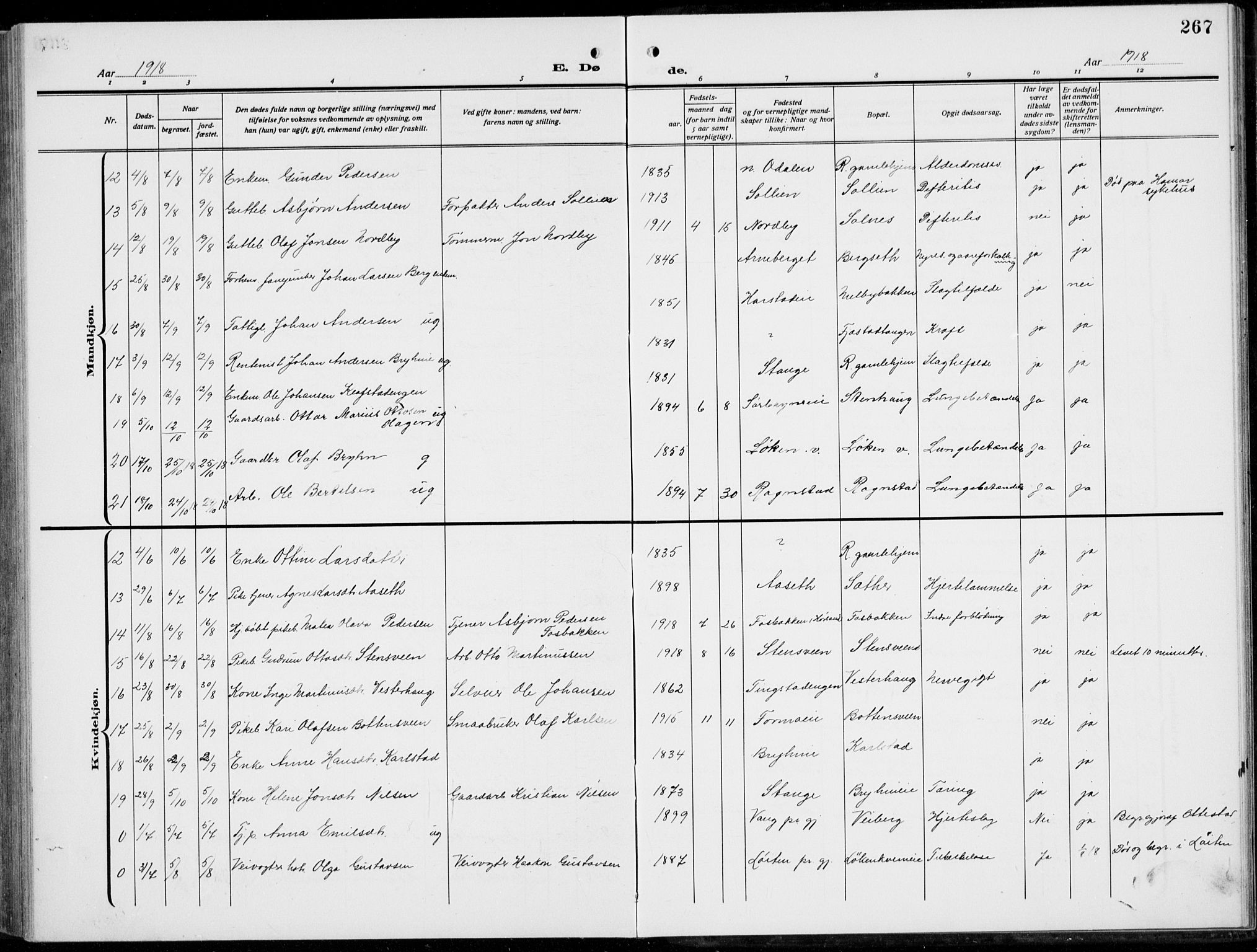 Romedal prestekontor, AV/SAH-PREST-004/L/L0014: Klokkerbok nr. 14, 1915-1939, s. 267