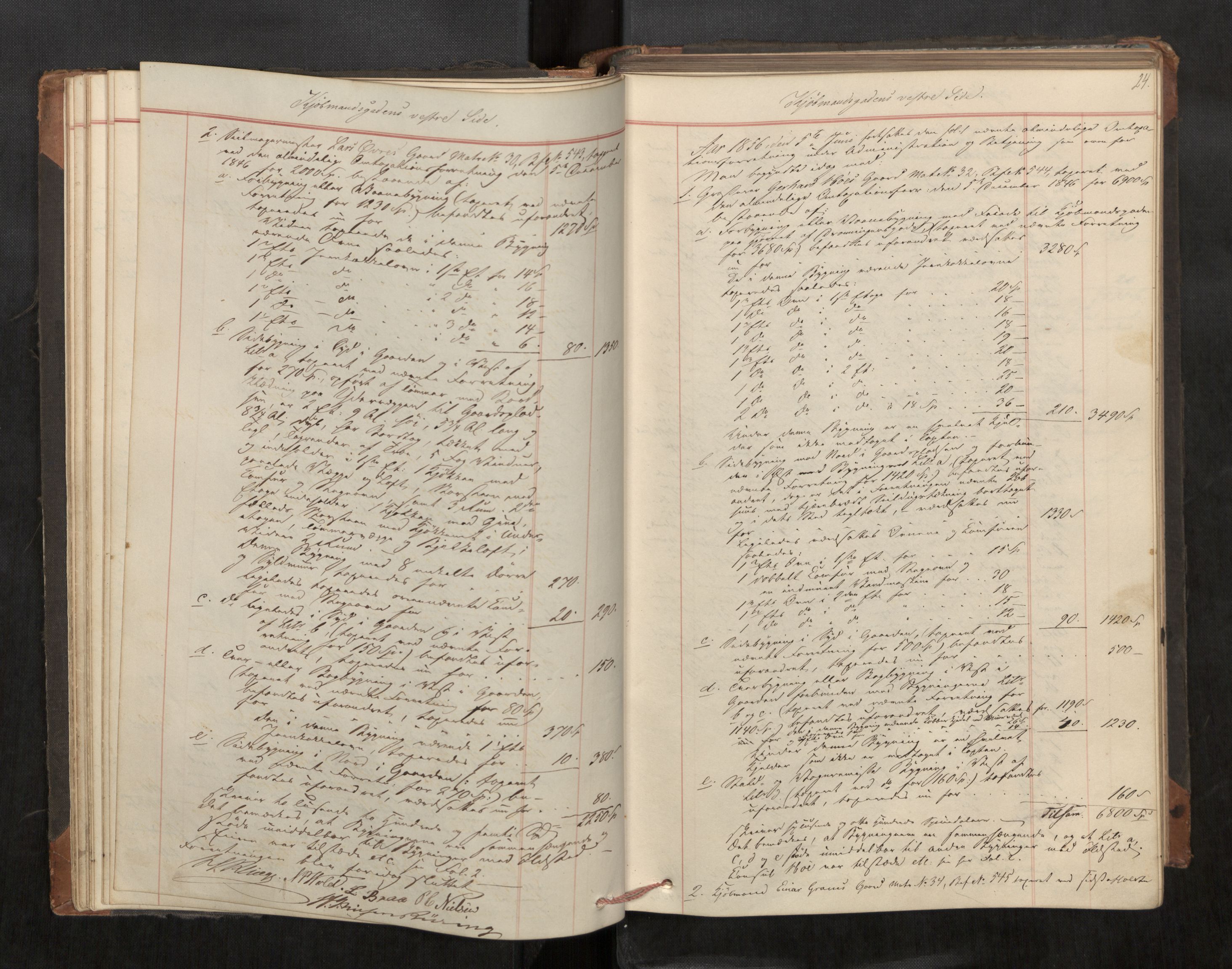 Norges Brannkasse Trondheim magistrat, AV/SAT-A-5590/Fa/L0033: Branntakstprotokoll C, 1856, s. 23b-24a