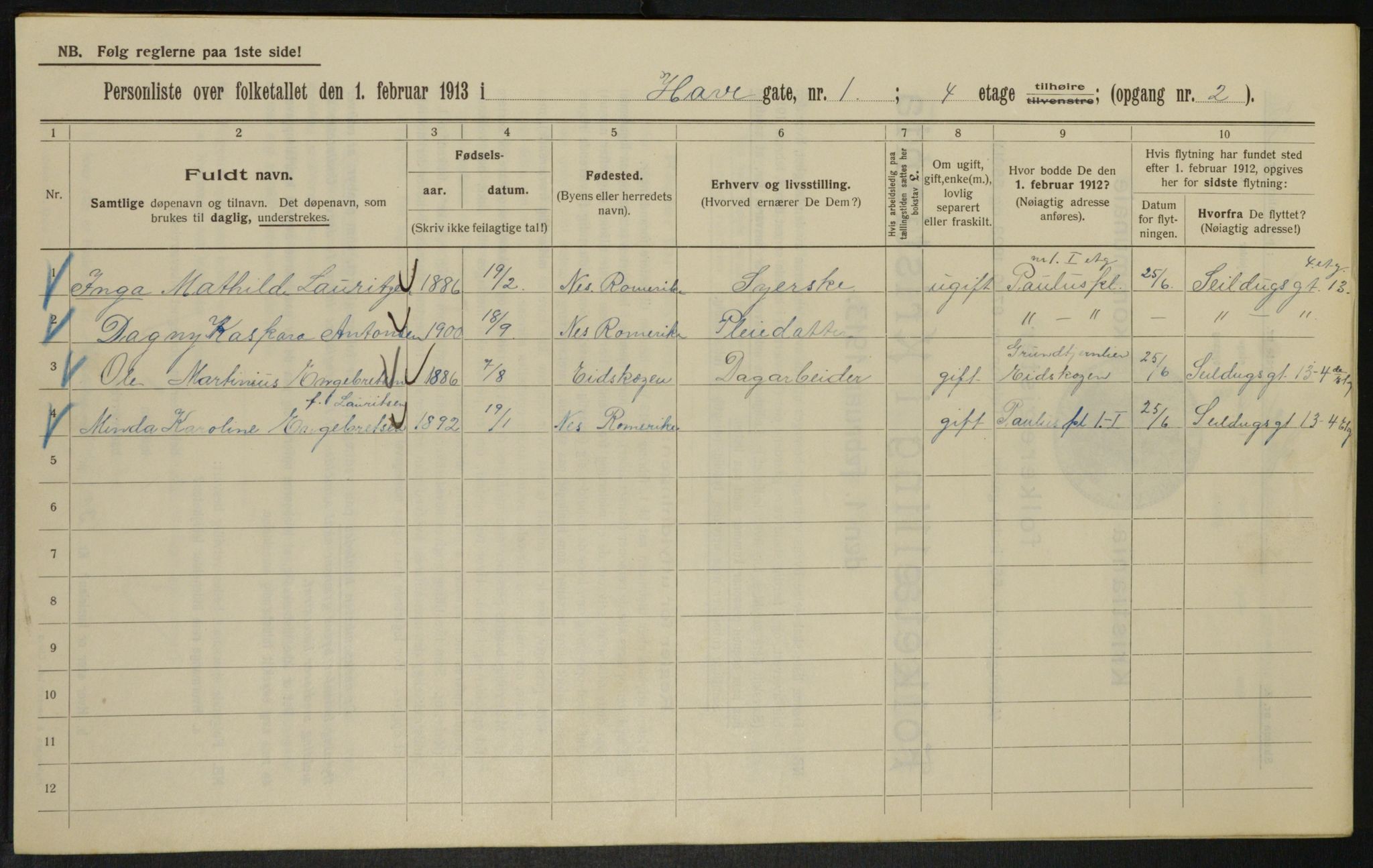 OBA, Kommunal folketelling 1.2.1913 for Kristiania, 1913, s. 33379