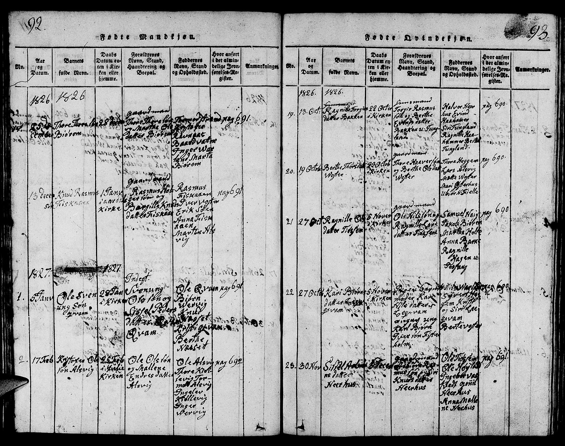 Strand sokneprestkontor, AV/SAST-A-101828/H/Ha/Hab/L0001: Klokkerbok nr. B 1, 1816-1854, s. 92-93