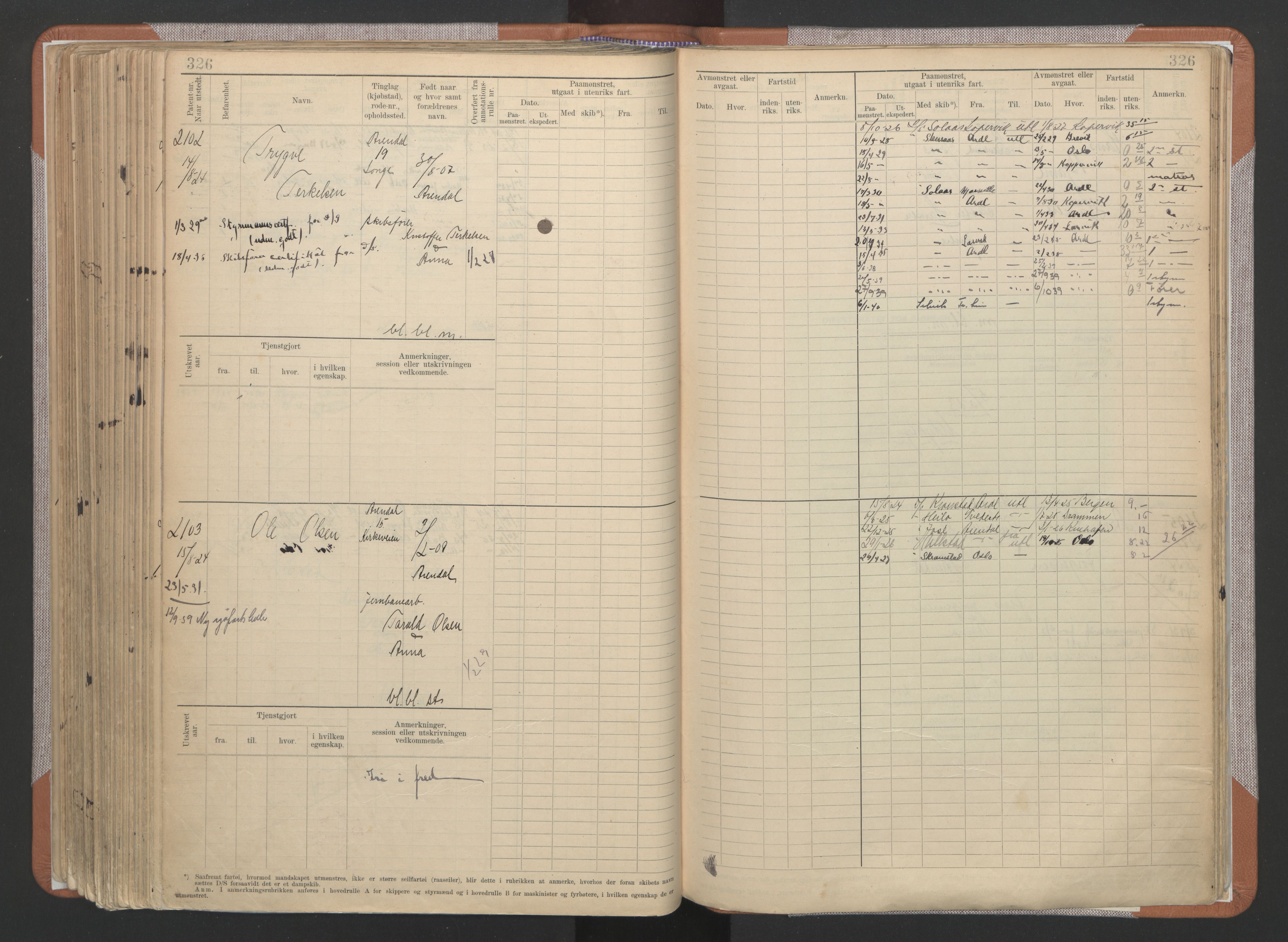 Arendal mønstringskrets, AV/SAK-2031-0012/F/Fb/L0022: Hovedrulle A nr 1466-2242, S-20, 1914-1930, s. 336