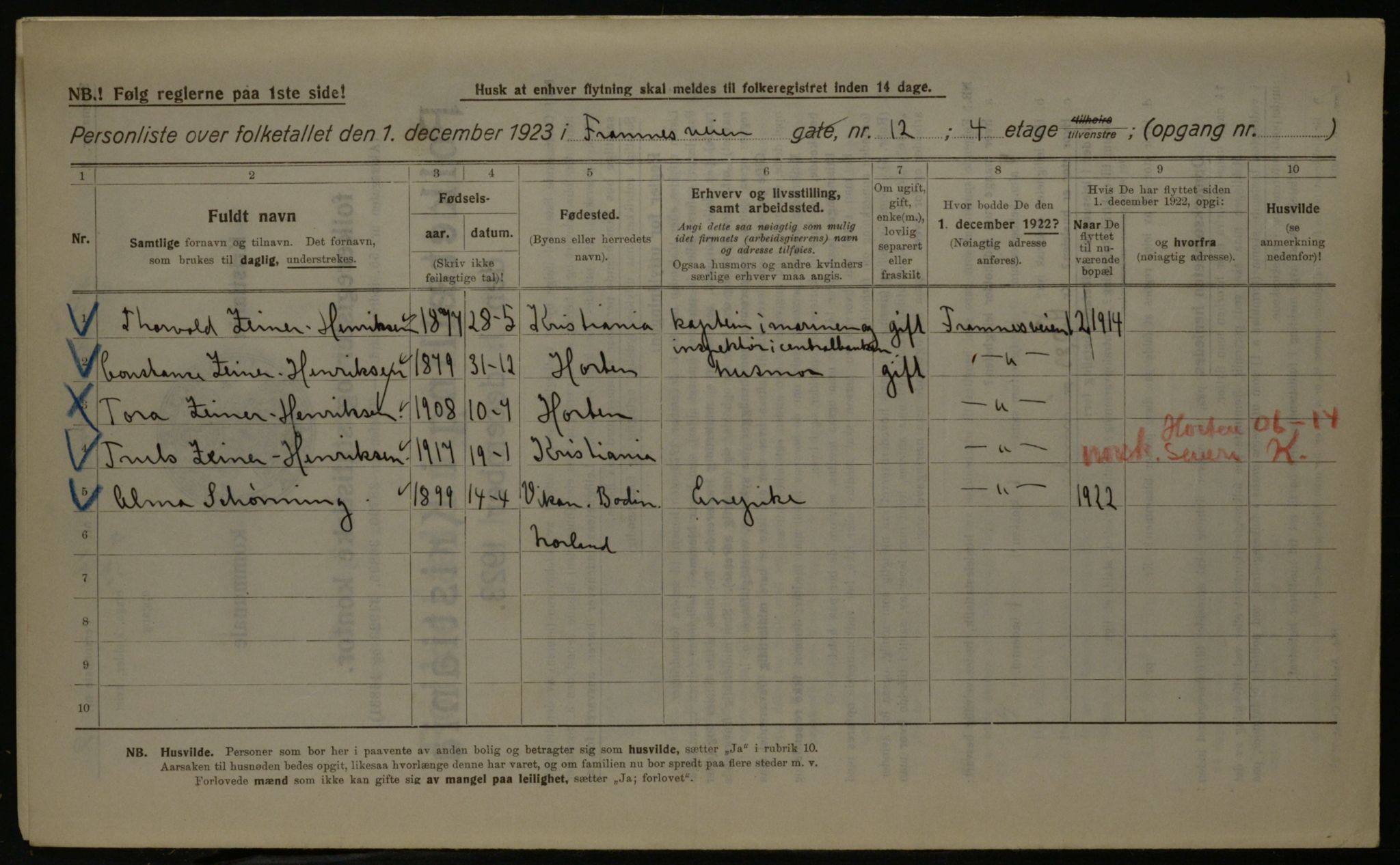 OBA, Kommunal folketelling 1.12.1923 for Kristiania, 1923, s. 28586