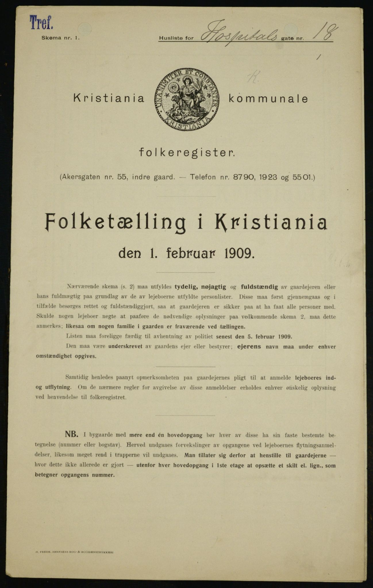 OBA, Kommunal folketelling 1.2.1909 for Kristiania kjøpstad, 1909, s. 37670