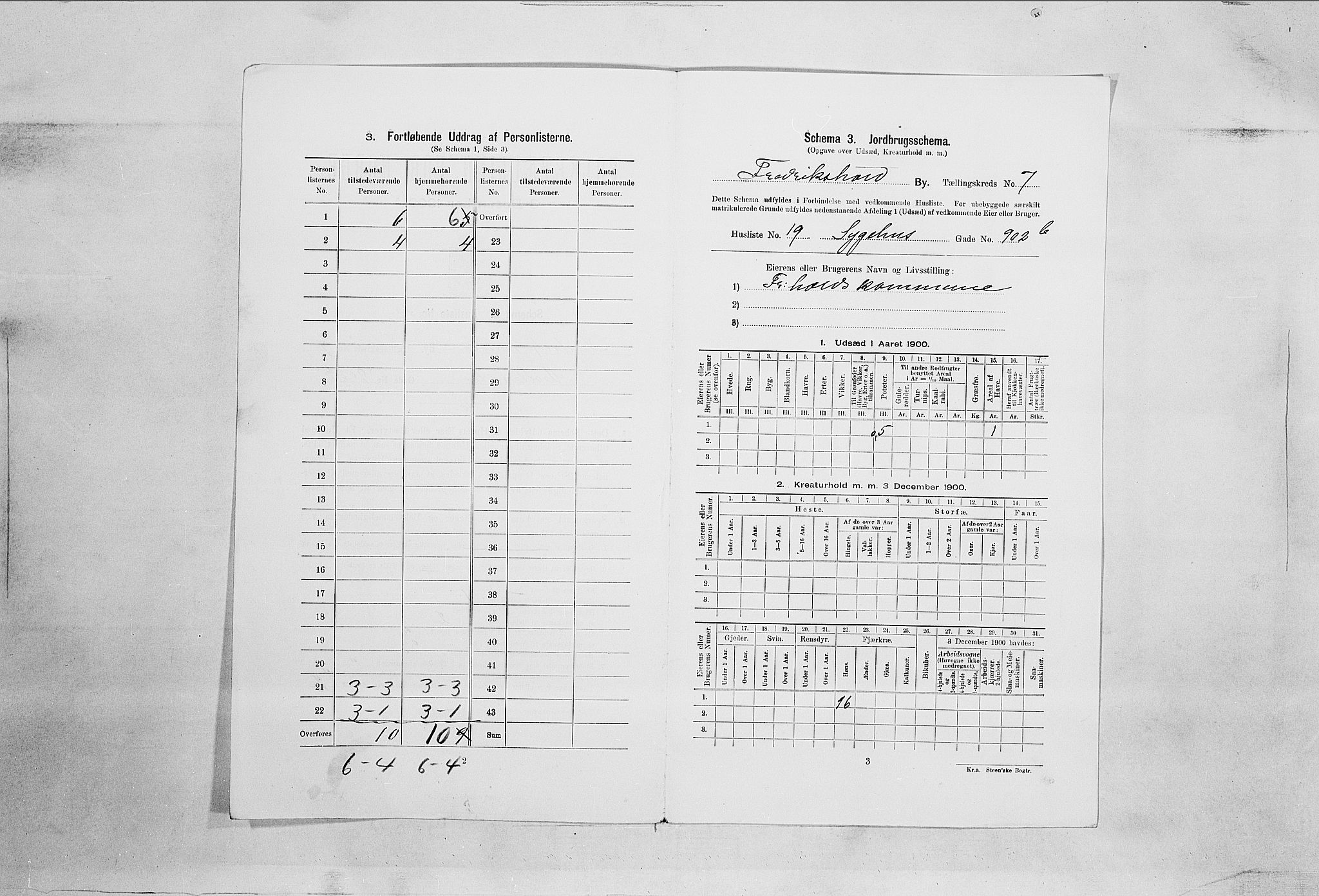 SAO, Folketelling 1900 for 0101 Fredrikshald kjøpstad, 1900