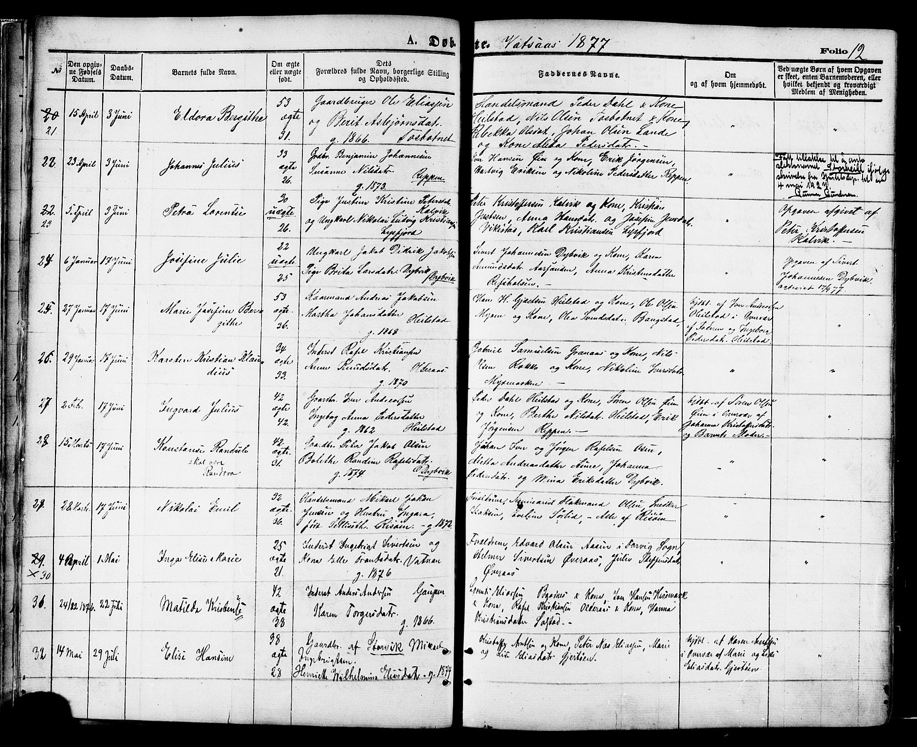 Ministerialprotokoller, klokkerbøker og fødselsregistre - Nordland, AV/SAT-A-1459/810/L0148: Ministerialbok nr. 810A09 /1, 1874-1884, s. 12