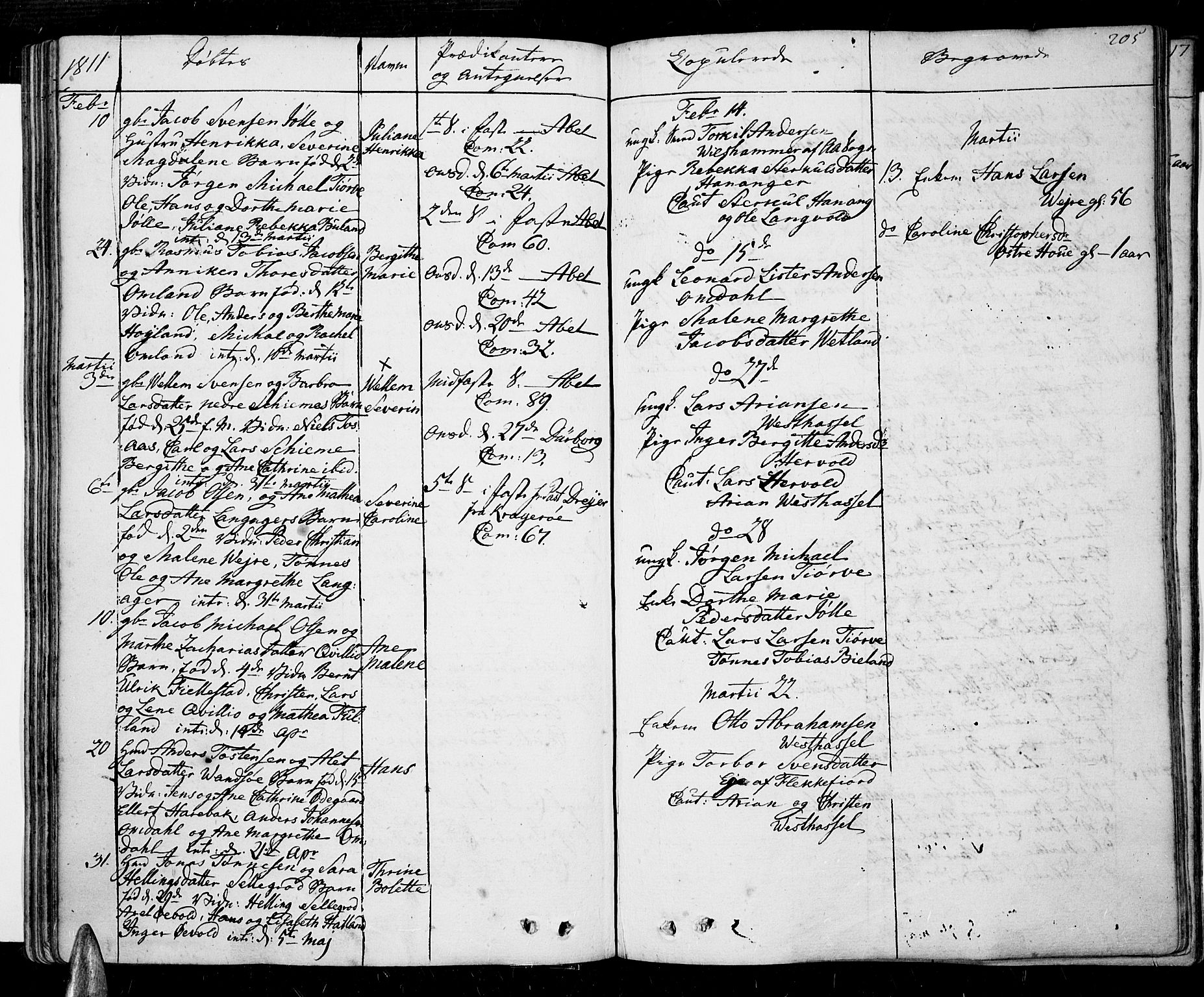 Lista sokneprestkontor, SAK/1111-0027/F/Fa/L0005: Ministerialbok nr. A 5, 1795-1823, s. 205