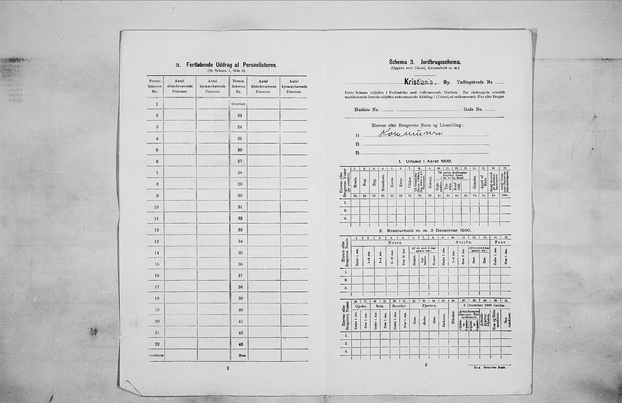 SAO, Folketelling 1900 for 0301 Kristiania kjøpstad, 1900, s. 55019