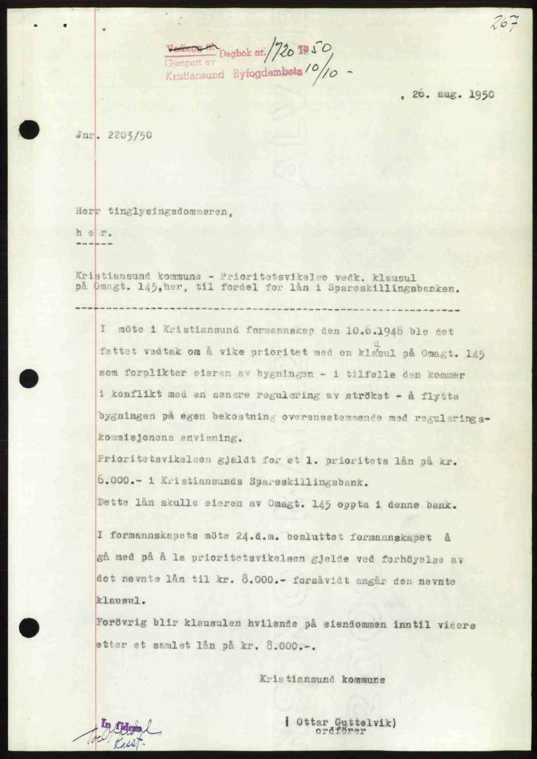 Kristiansund byfogd, AV/SAT-A-4587/A/27: Pantebok nr. 50, 1950-1950, Dagboknr: 1720/1950