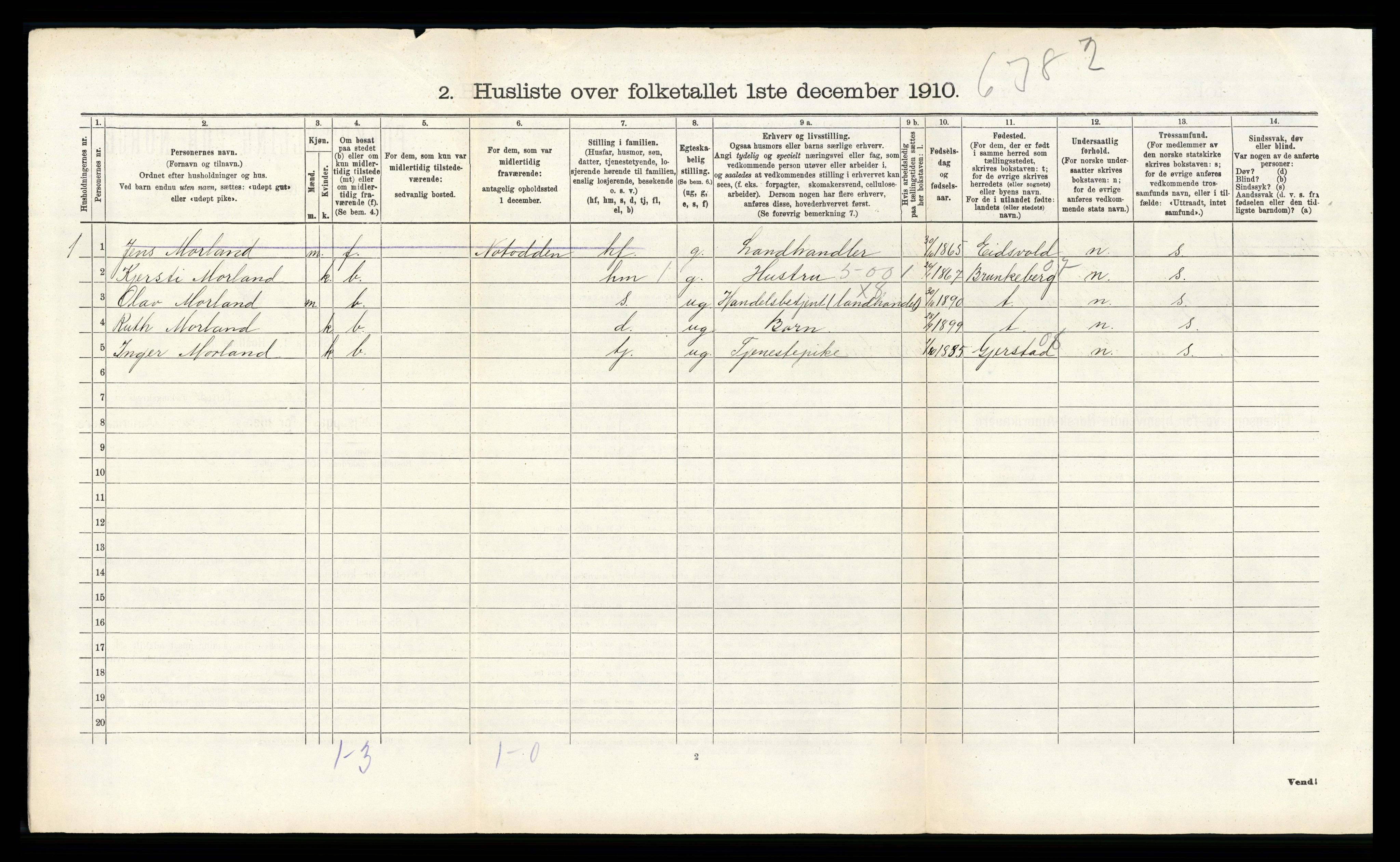 RA, Folketelling 1910 for 0923 Fjære herred, 1910, s. 1842