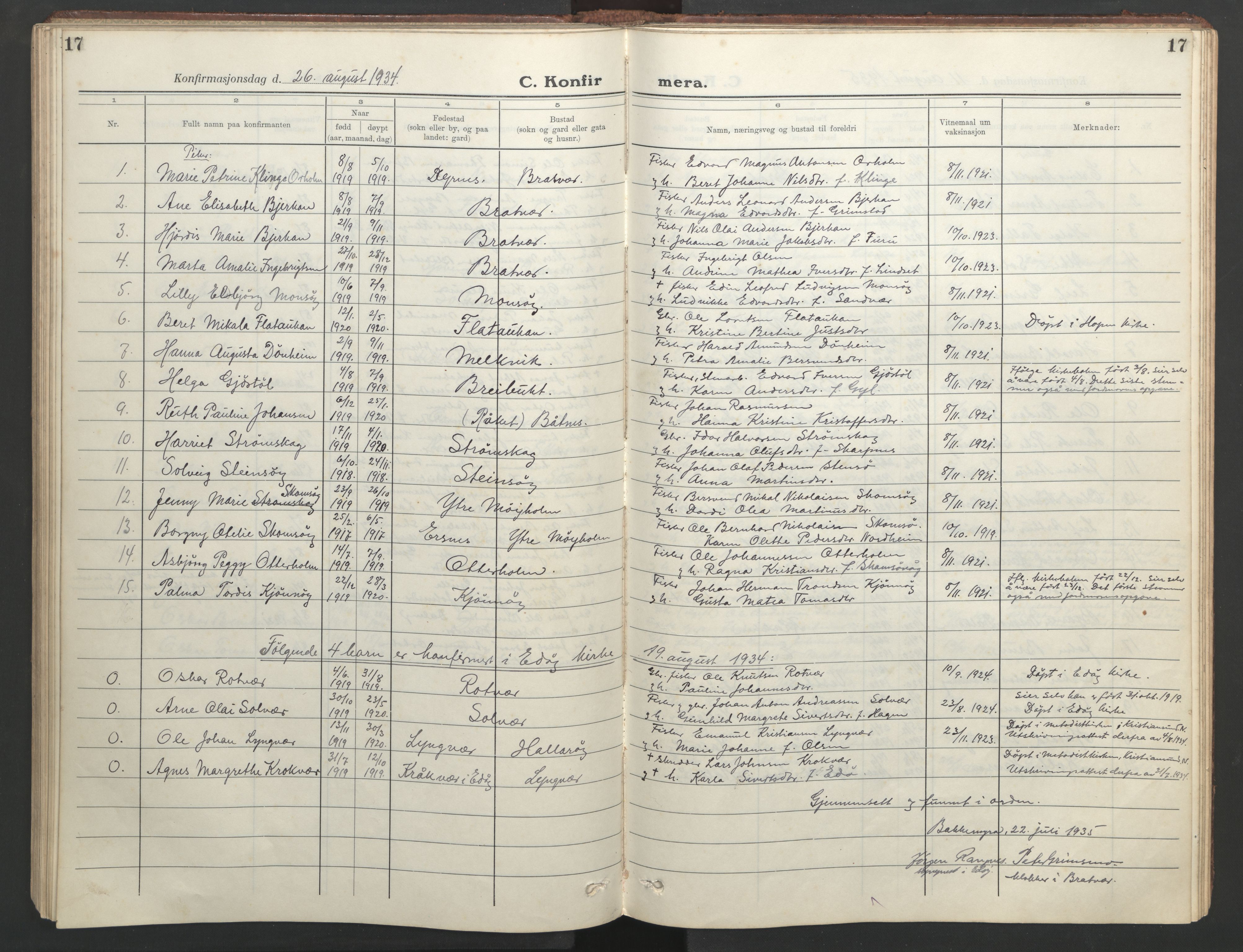 Ministerialprotokoller, klokkerbøker og fødselsregistre - Møre og Romsdal, AV/SAT-A-1454/582/L0950: Klokkerbok nr. 582C02, 1926-1950, s. 17