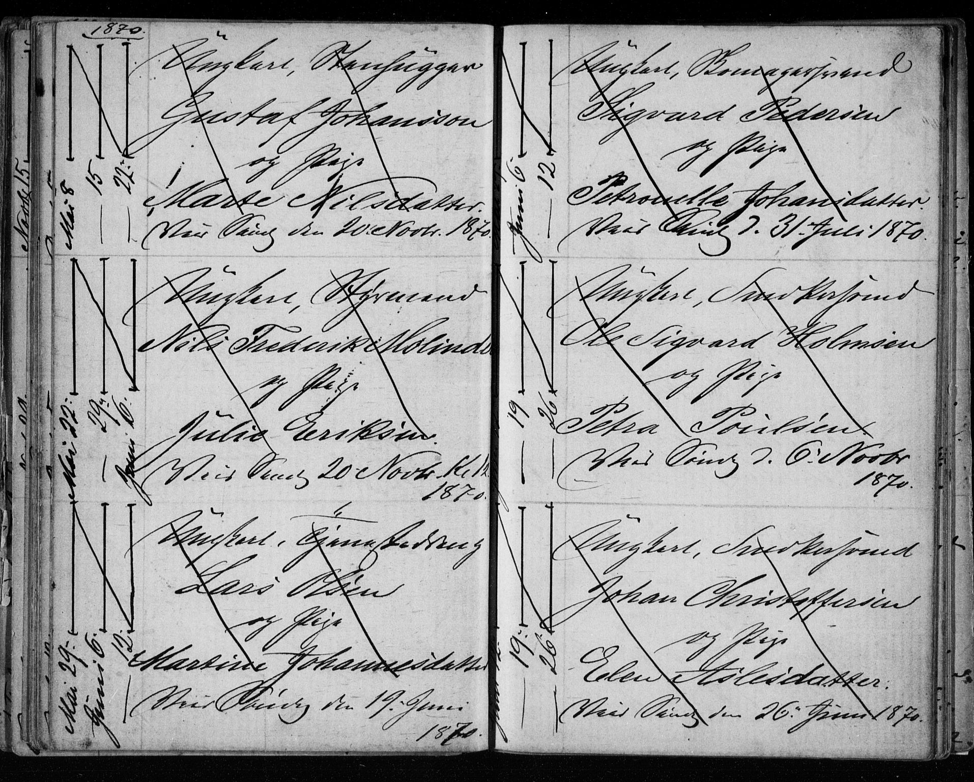 Bragernes kirkebøker, AV/SAKO-A-6/H/Ha/L0005: Lysningsprotokoll nr. 5, 1866-1872