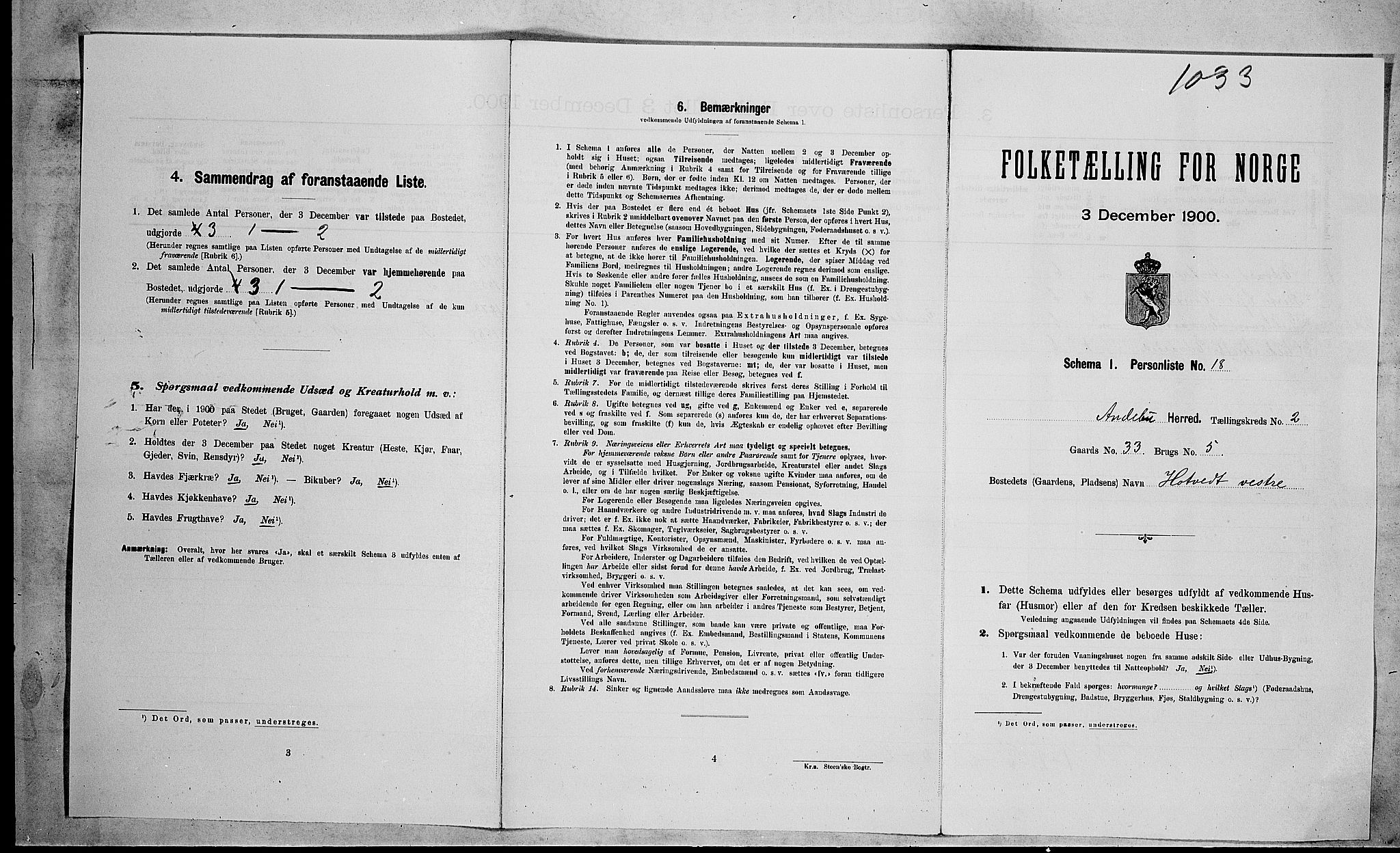 RA, Folketelling 1900 for 0719 Andebu herred, 1900, s. 255