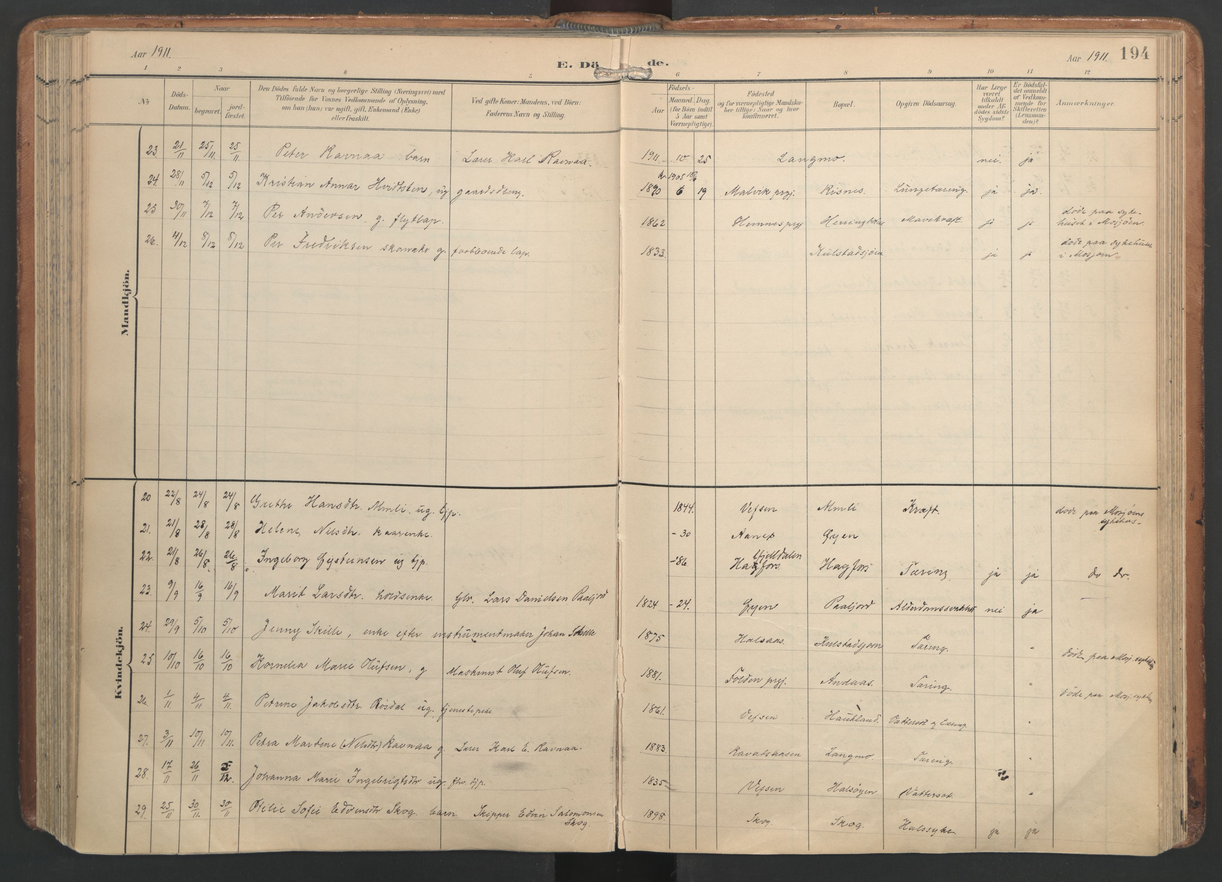 Ministerialprotokoller, klokkerbøker og fødselsregistre - Nordland, AV/SAT-A-1459/820/L0298: Ministerialbok nr. 820A19, 1897-1915, s. 194