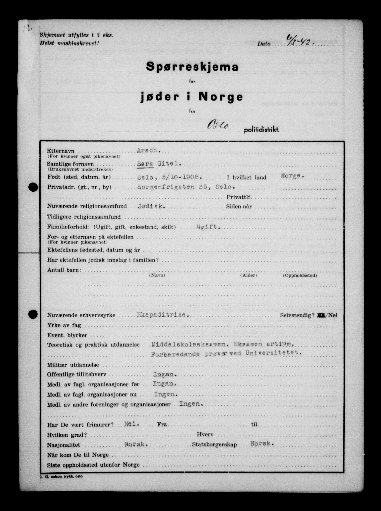 Statspolitiet - Hovedkontoret / Osloavdelingen, AV/RA-S-1329/G/Ga/L0009: Spørreskjema for jøder i Norge, Oslo Alexander-Gutman, 1942, s. 51