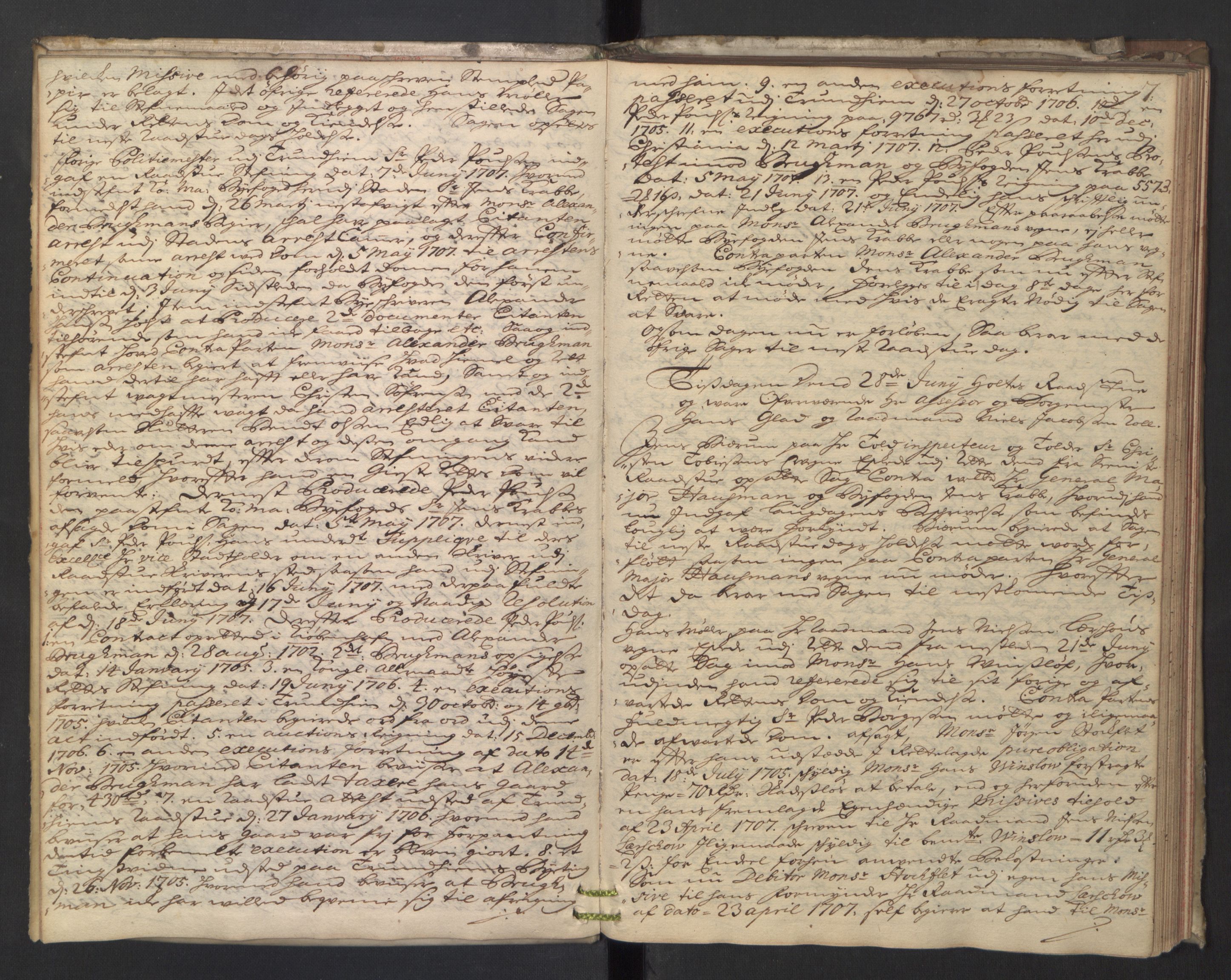 Christiania rådstuerett, AV/SAO-A-11132/F/Fa/L0029: Justisprotokoll, 1707, s. 6b-7a