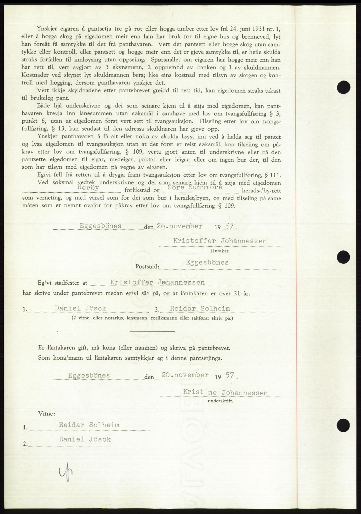 Søre Sunnmøre sorenskriveri, AV/SAT-A-4122/1/2/2C/L0130: Pantebok nr. 18B, 1957-1958, Dagboknr: 2973/1957