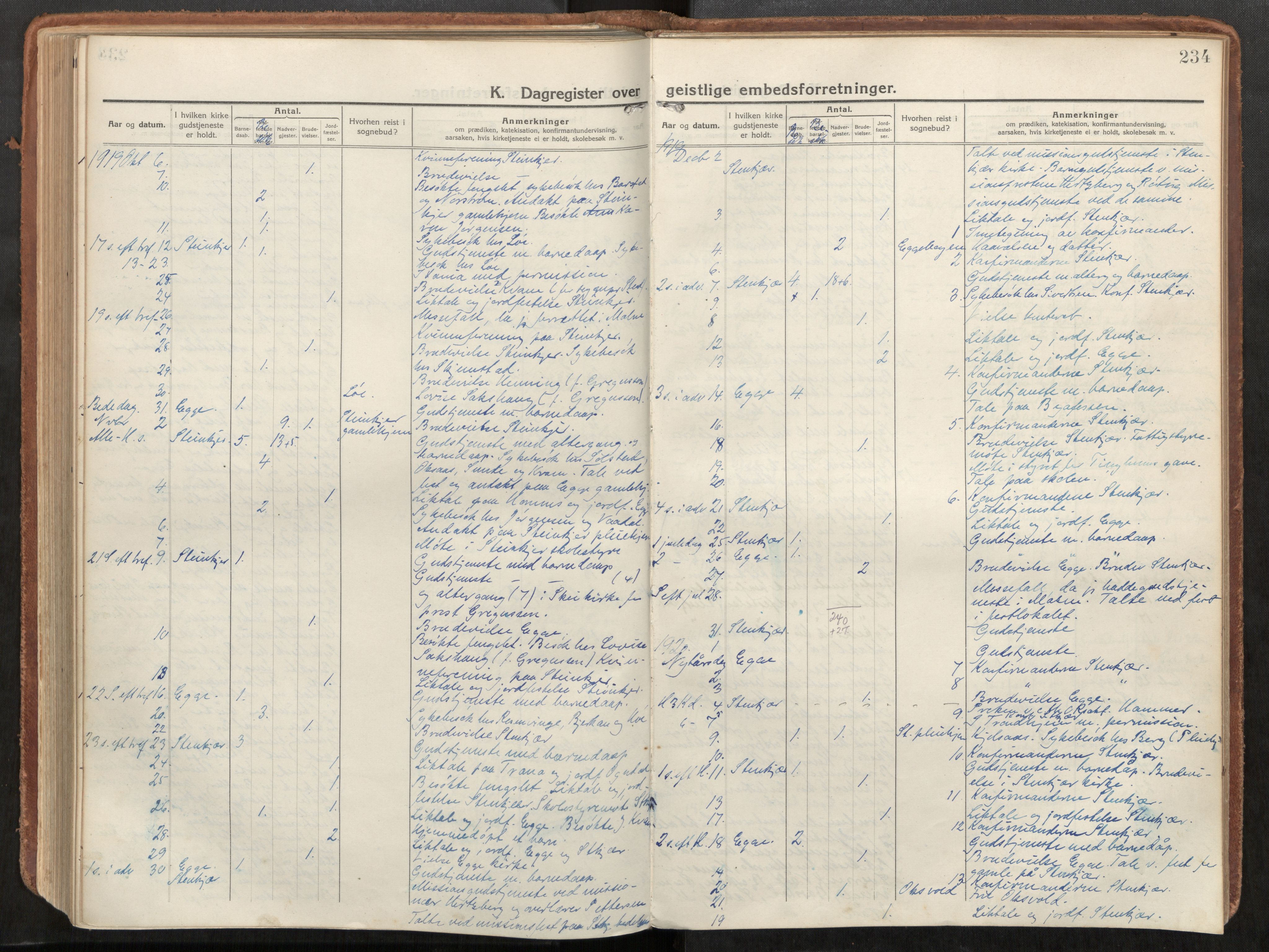 Steinkjer sokneprestkontor, AV/SAT-A-1541/01/H/Ha/Haa/L0003: Ministerialbok nr. 3, 1913-1922, s. 234