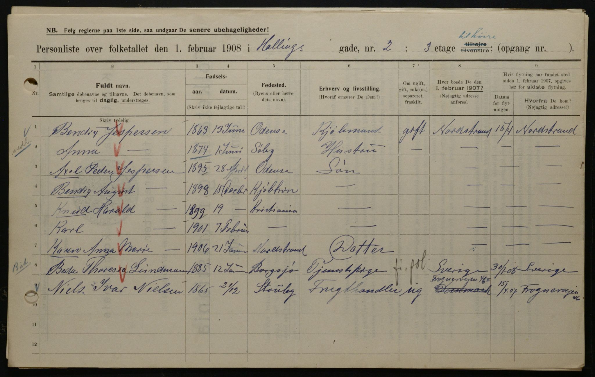 OBA, Kommunal folketelling 1.2.1908 for Kristiania kjøpstad, 1908, s. 30786