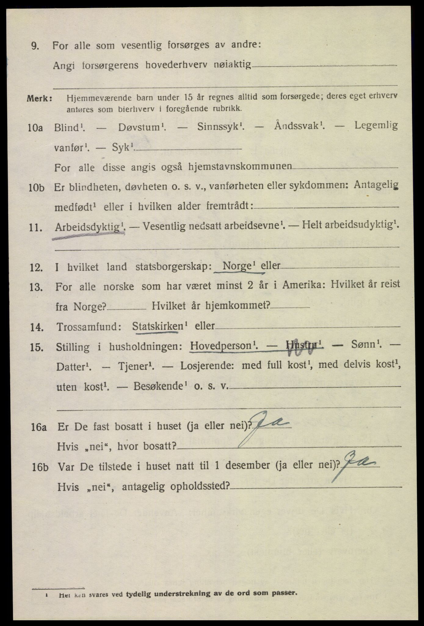 SAK, Folketelling 1920 for 1030 Spangereid herred, 1920, s. 3318