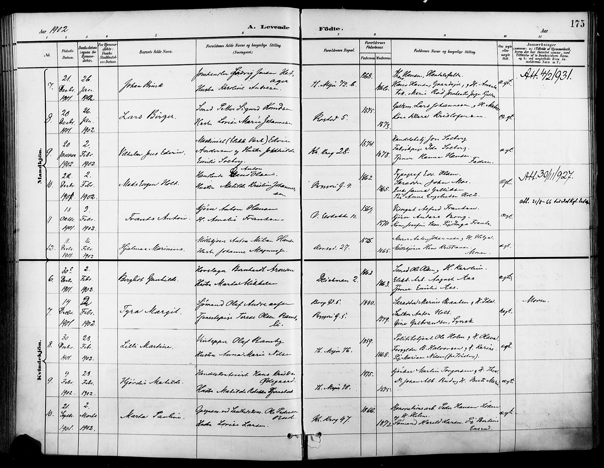Jakob prestekontor Kirkebøker, AV/SAO-A-10850/F/Fa/L0005: Ministerialbok nr. 5, 1896-1903, s. 175