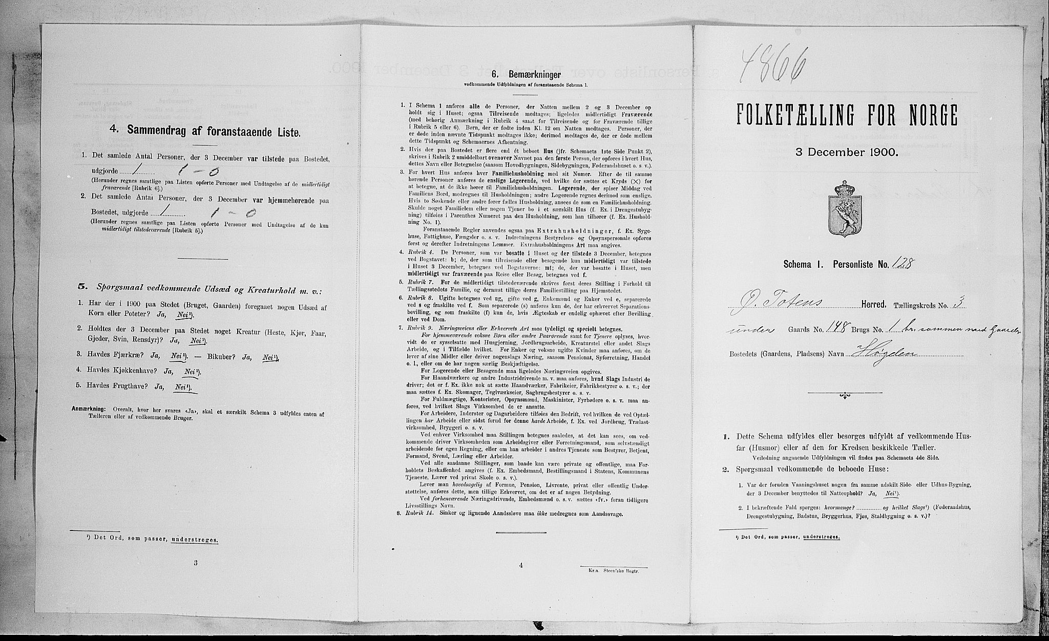 SAH, Folketelling 1900 for 0528 Østre Toten herred, 1900, s. 813