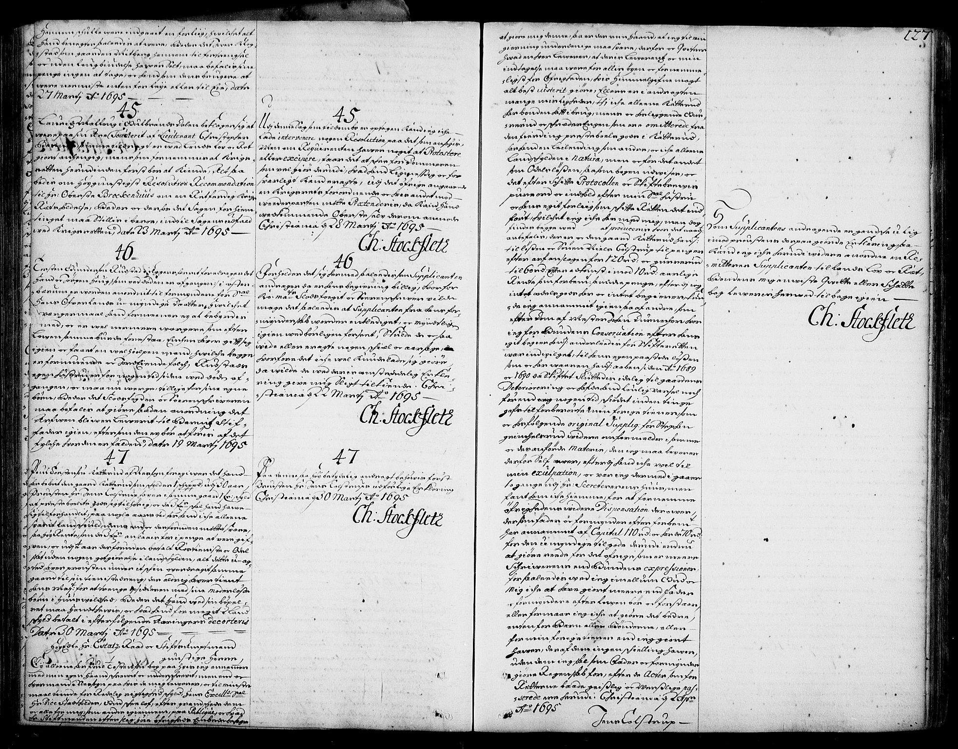 Stattholderembetet 1572-1771, AV/RA-EA-2870/Ad/L0005: Supplikasjons- og resolusjonsprotokoll, 1692-1699, s. 126b-127a