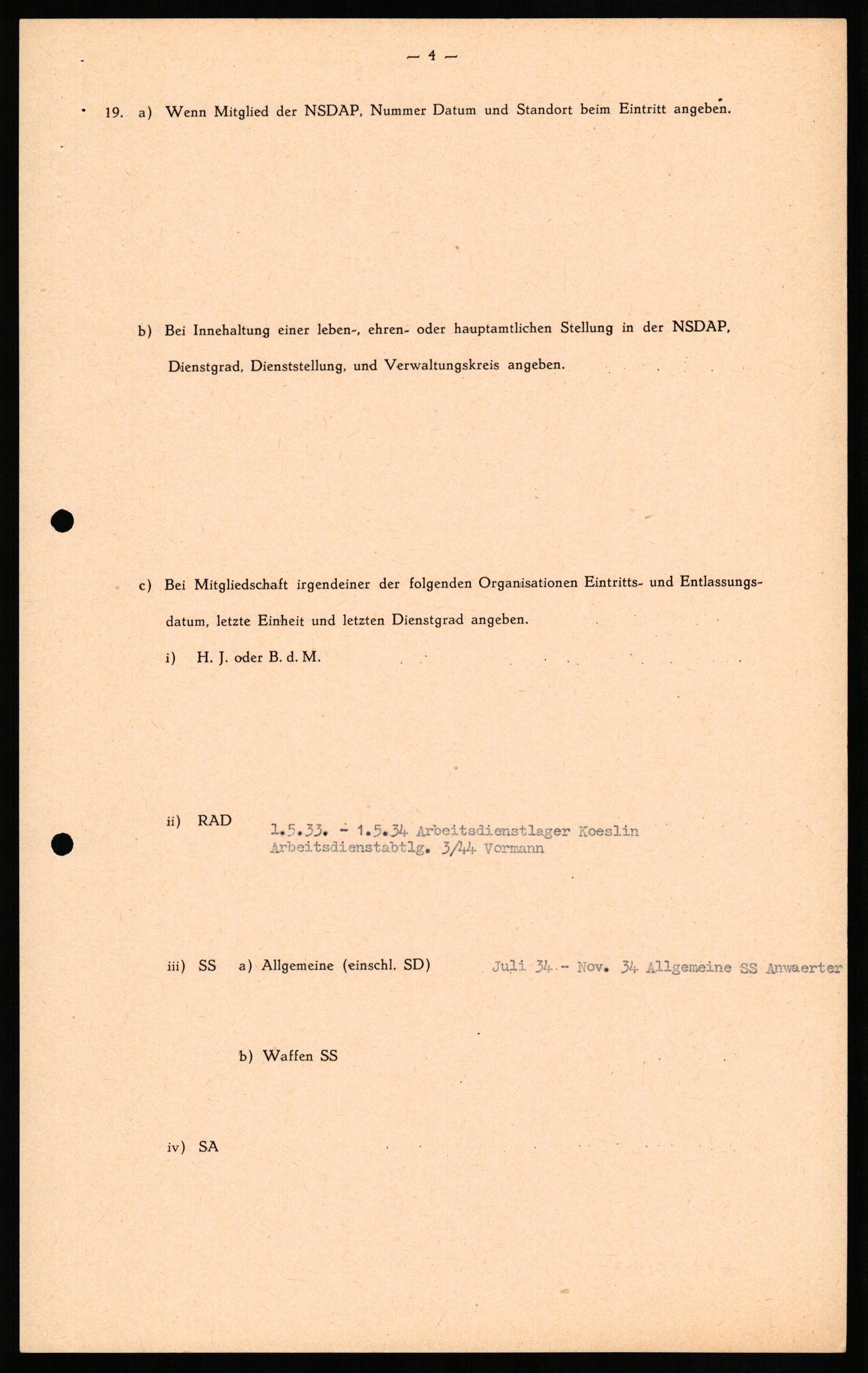 Forsvaret, Forsvarets overkommando II, AV/RA-RAFA-3915/D/Db/L0018: CI Questionaires. Tyske okkupasjonsstyrker i Norge. Tyskere., 1945-1946, s. 29