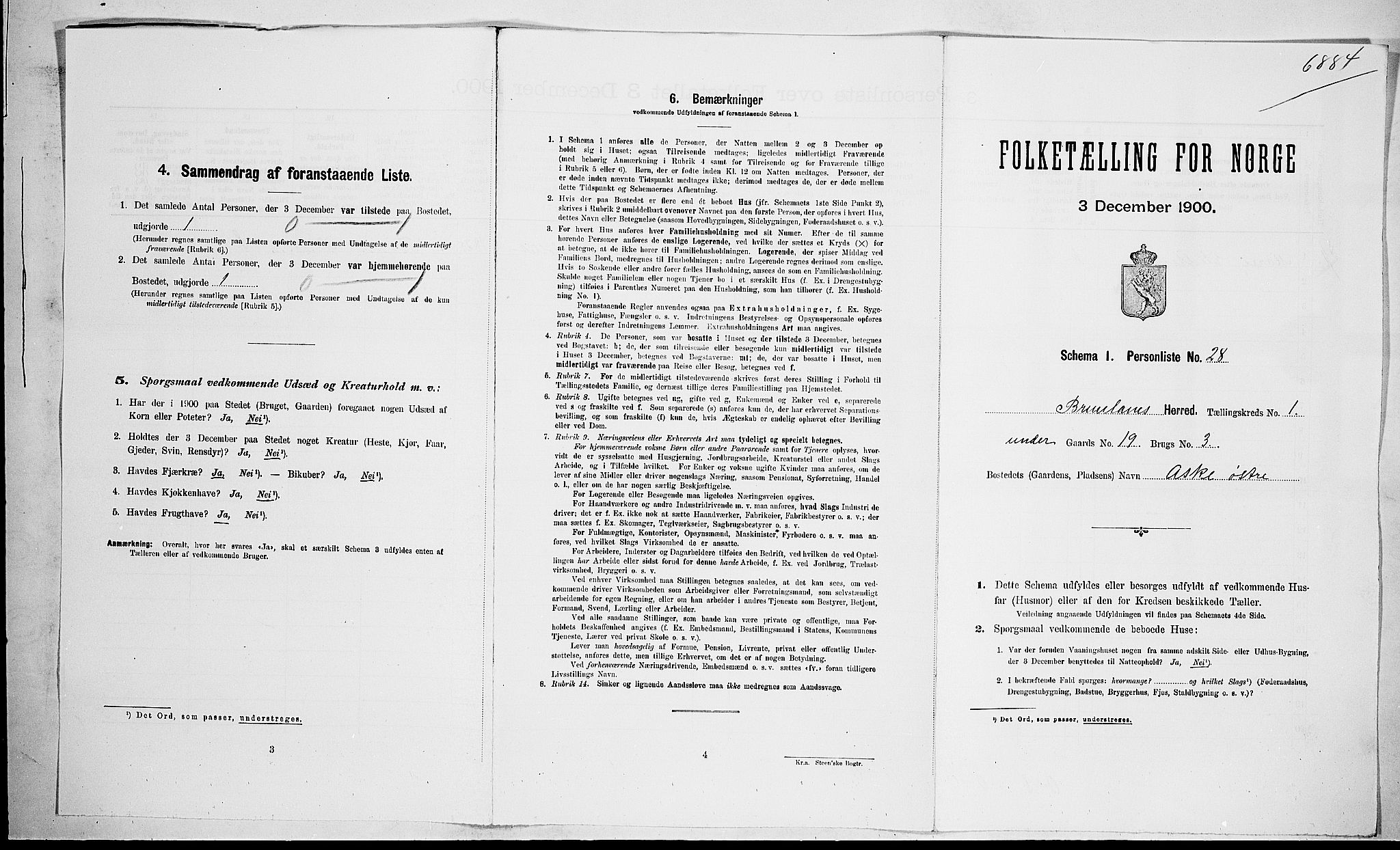 RA, Folketelling 1900 for 0726 Brunlanes herred, 1900, s. 166