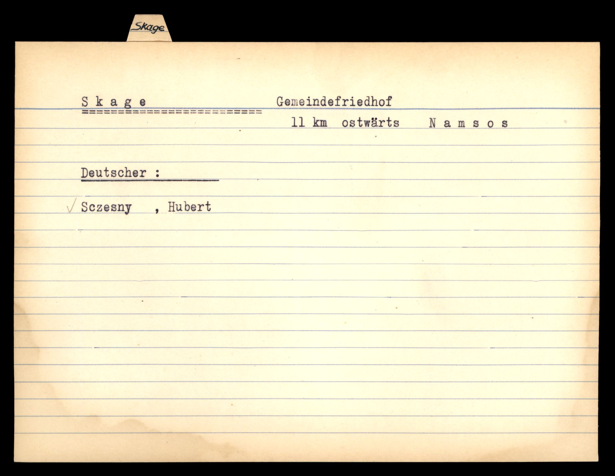 Distriktskontoret for krigsgraver, SAT/A-5030/E/L0005: Kasett/kartotek over falne Britiske og tyske solater, samt andre nasjoners krigsgraver, 1945, s. 1819