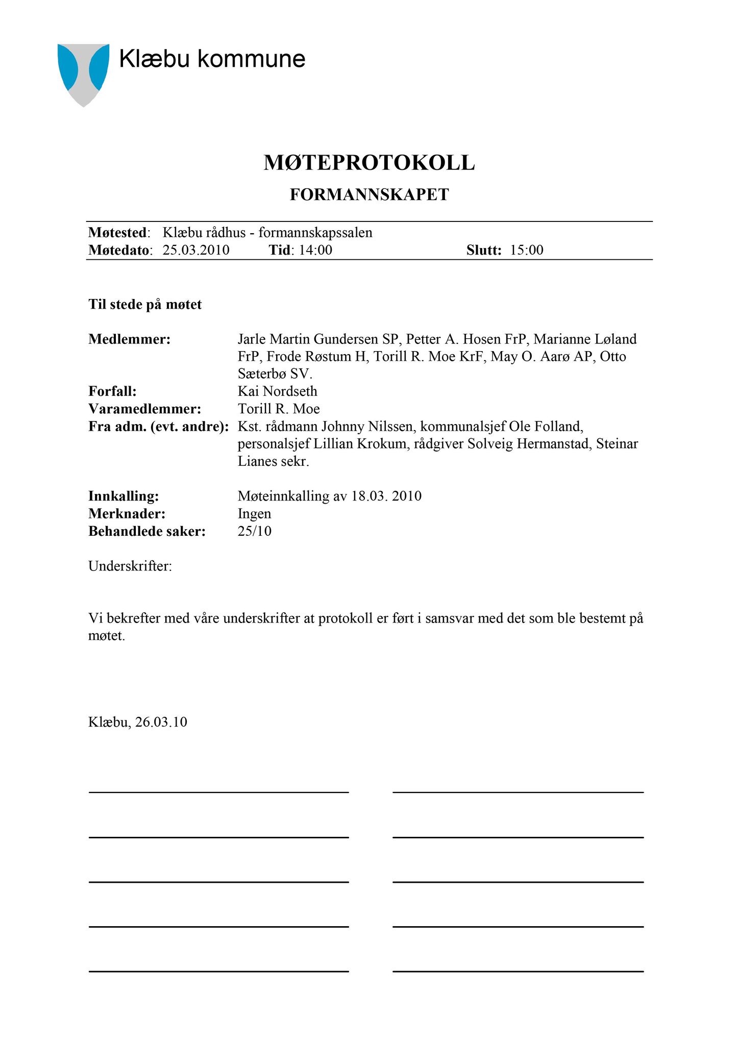 Klæbu Kommune, TRKO/KK/02-FS/L003: Formannsskapet - Møtedokumenter, 2010, s. 562