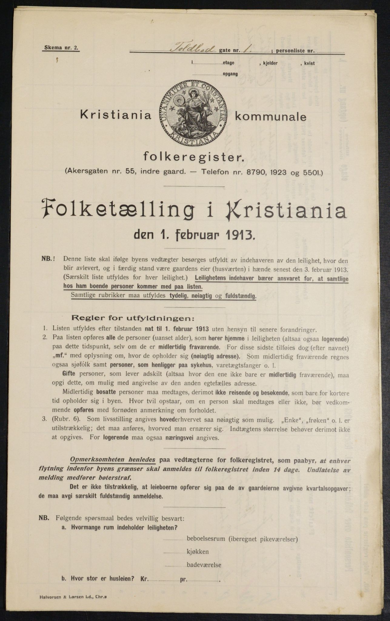 OBA, Kommunal folketelling 1.2.1913 for Kristiania, 1913, s. 113094