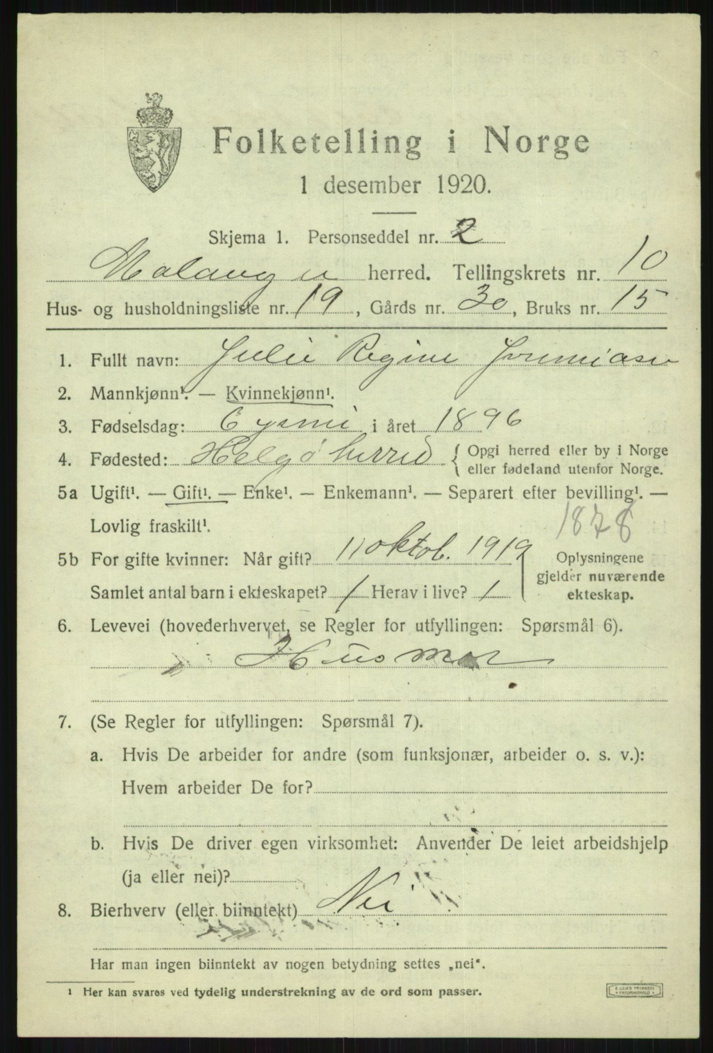SATØ, Folketelling 1920 for 1932 Malangen herred, 1920, s. 4047