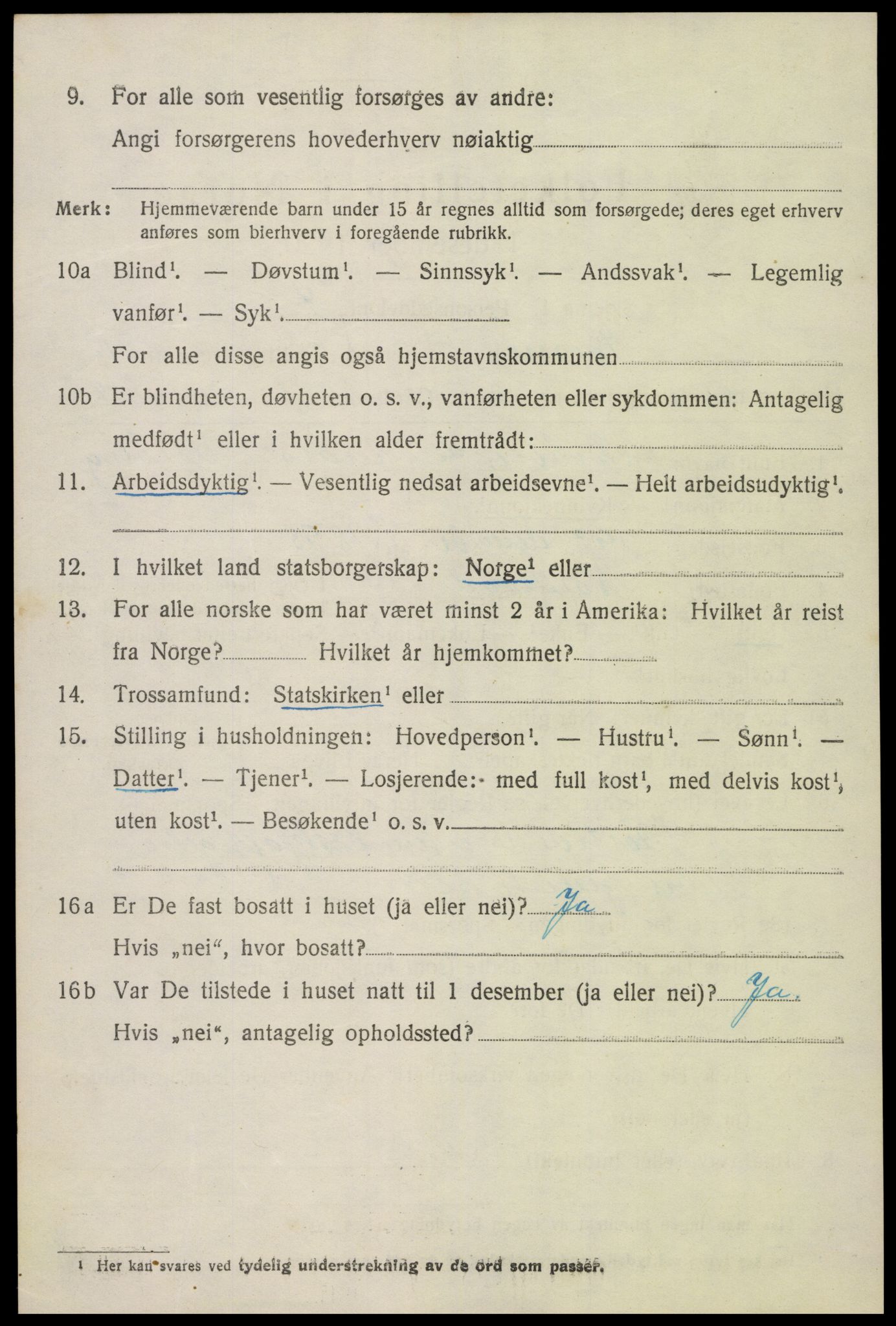SAK, Folketelling 1920 for 0936 Hornnes herred, 1920, s. 2926