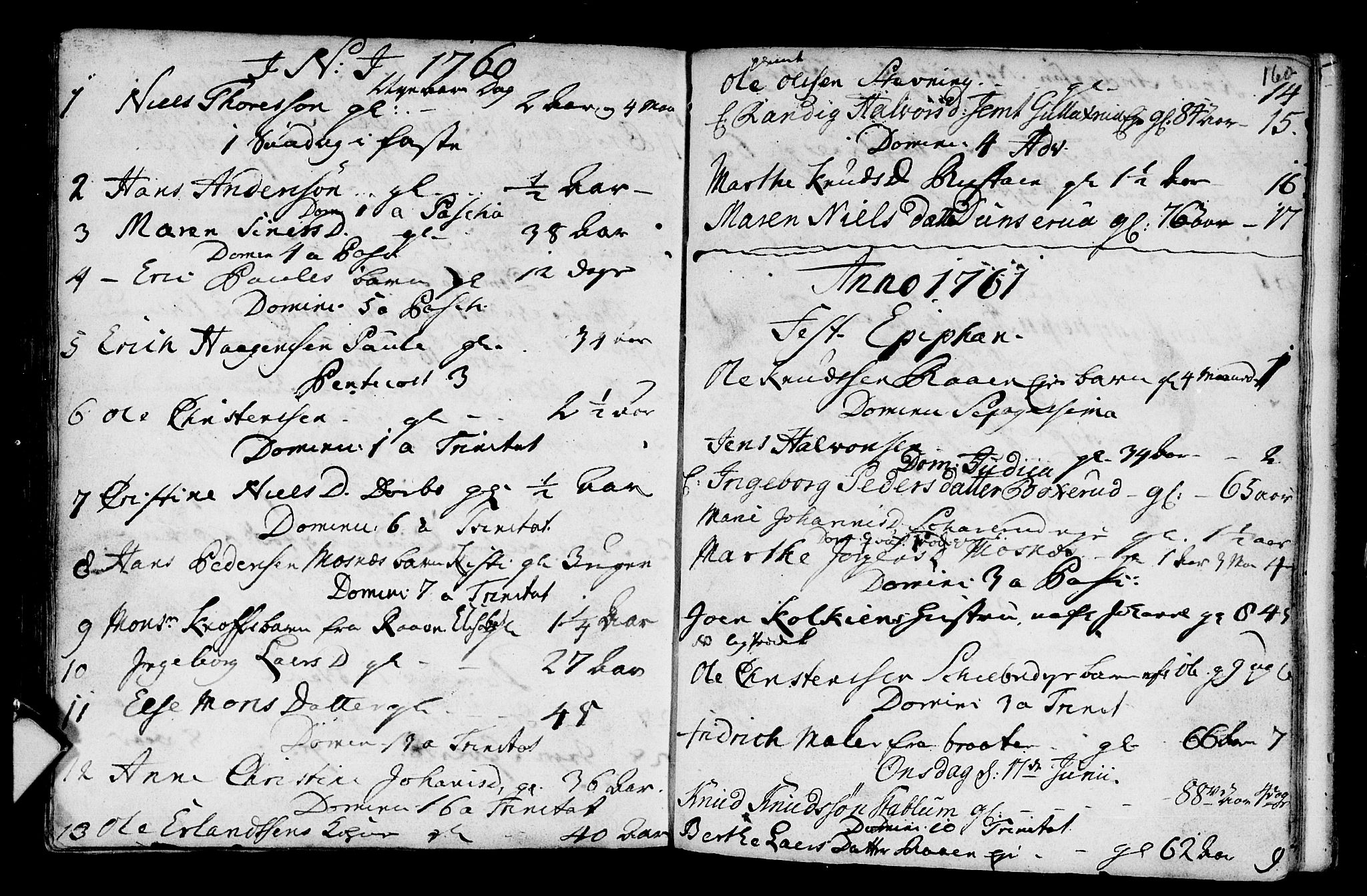 Fiskum kirkebøker, SAKO/A-15/G/Ga/L0001: Klokkerbok nr. 1, 1751-1764, s. 160