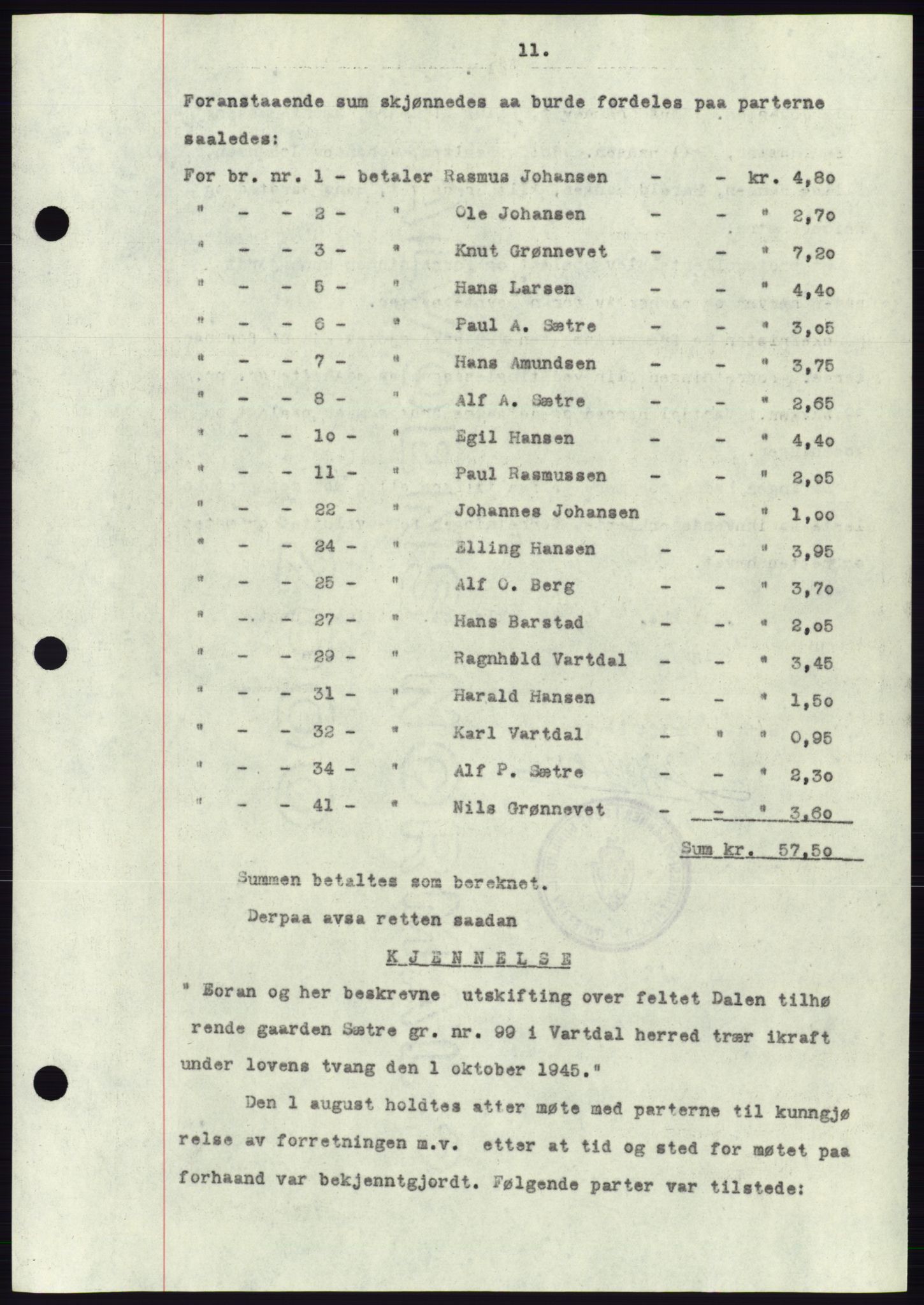 Søre Sunnmøre sorenskriveri, AV/SAT-A-4122/1/2/2C/L0077: Pantebok nr. 3A, 1945-1946, Dagboknr: 767/1945