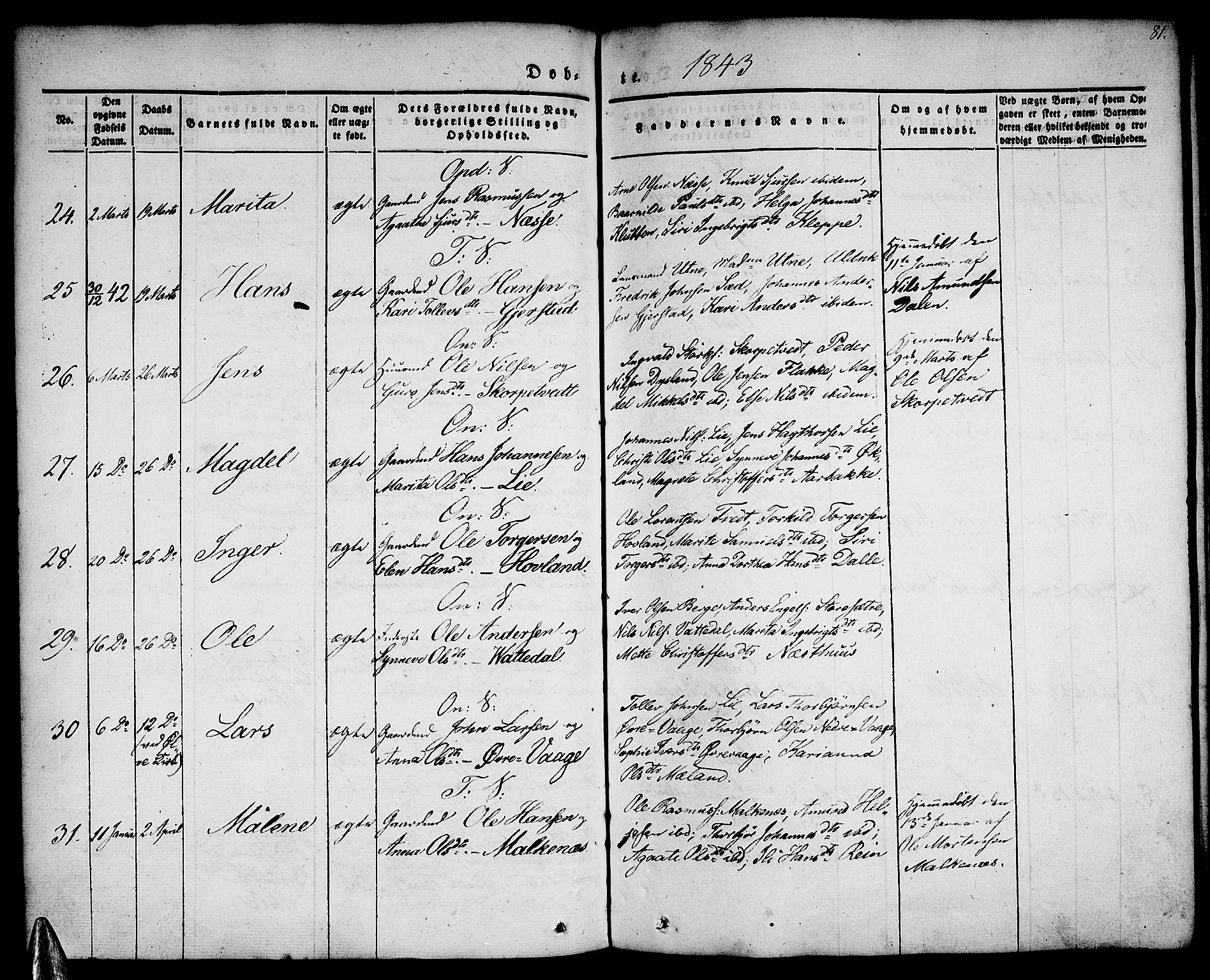 Tysnes sokneprestembete, AV/SAB-A-78601/H/Haa: Ministerialbok nr. A 9, 1837-1848, s. 81