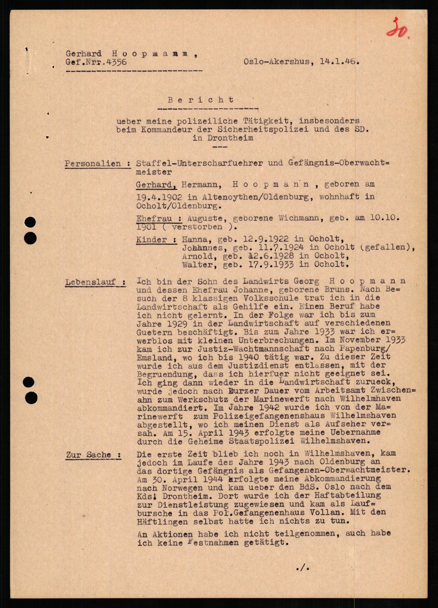 Forsvaret, Forsvarets overkommando II, AV/RA-RAFA-3915/D/Db/L0013: CI Questionaires. Tyske okkupasjonsstyrker i Norge. Tyskere., 1945-1946, s. 469