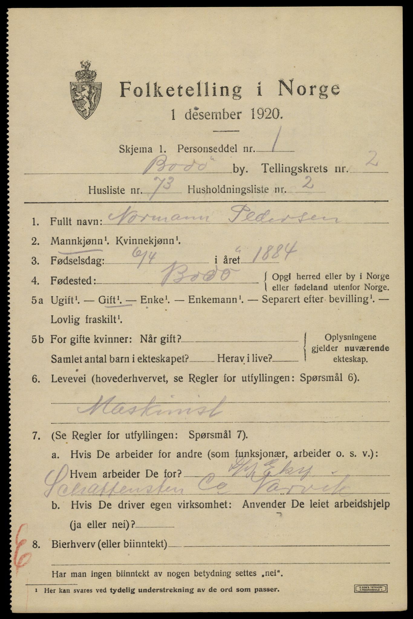 SAT, Folketelling 1920 for 1804 Bodø kjøpstad, 1920, s. 5341