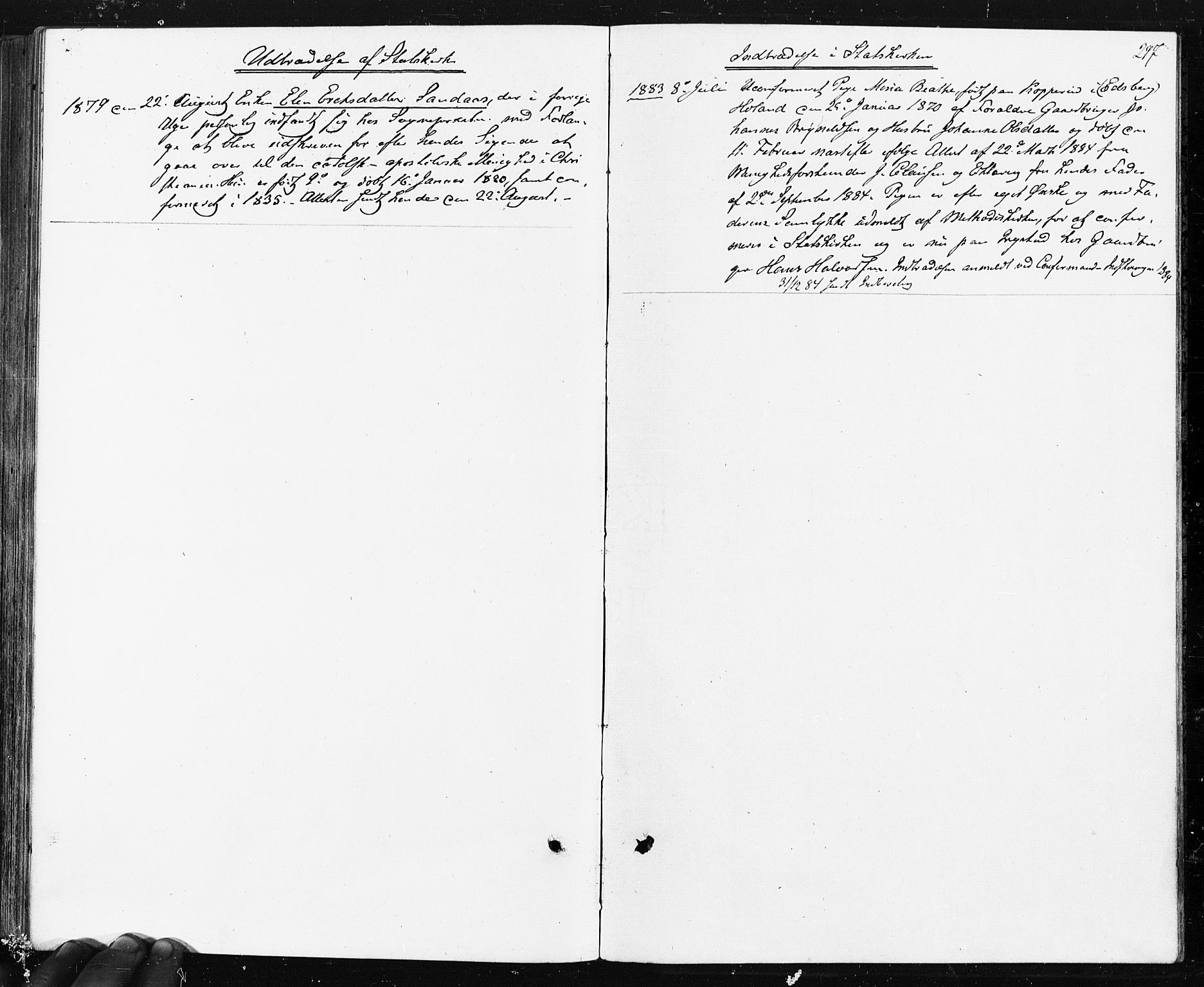 Spydeberg prestekontor Kirkebøker, SAO/A-10924/F/Fa/L0007: Ministerialbok nr. I 7, 1875-1885, s. 297