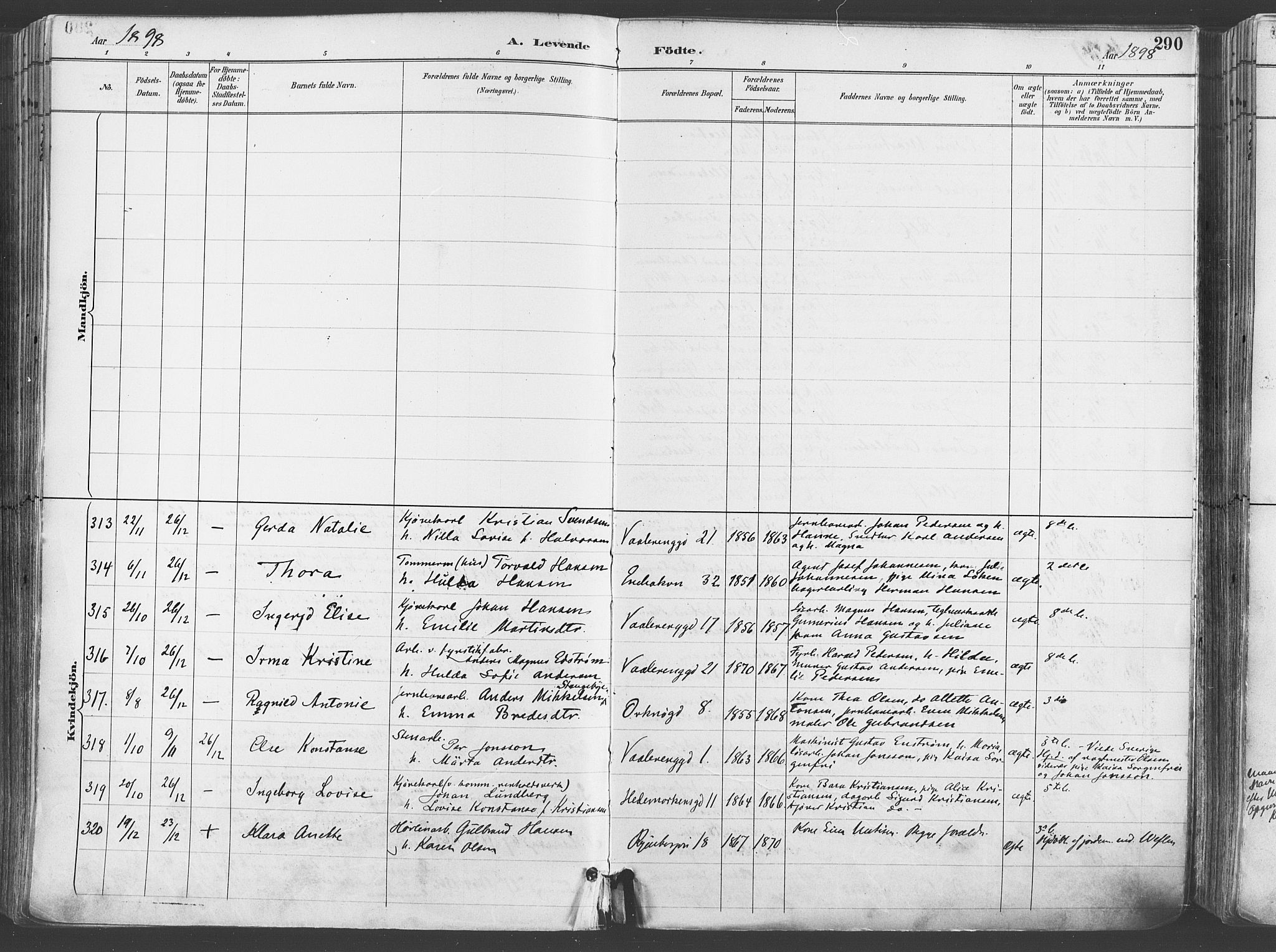 Gamlebyen prestekontor Kirkebøker, AV/SAO-A-10884/F/Fa/L0007: Ministerialbok nr. 7, 1889-1899, s. 290