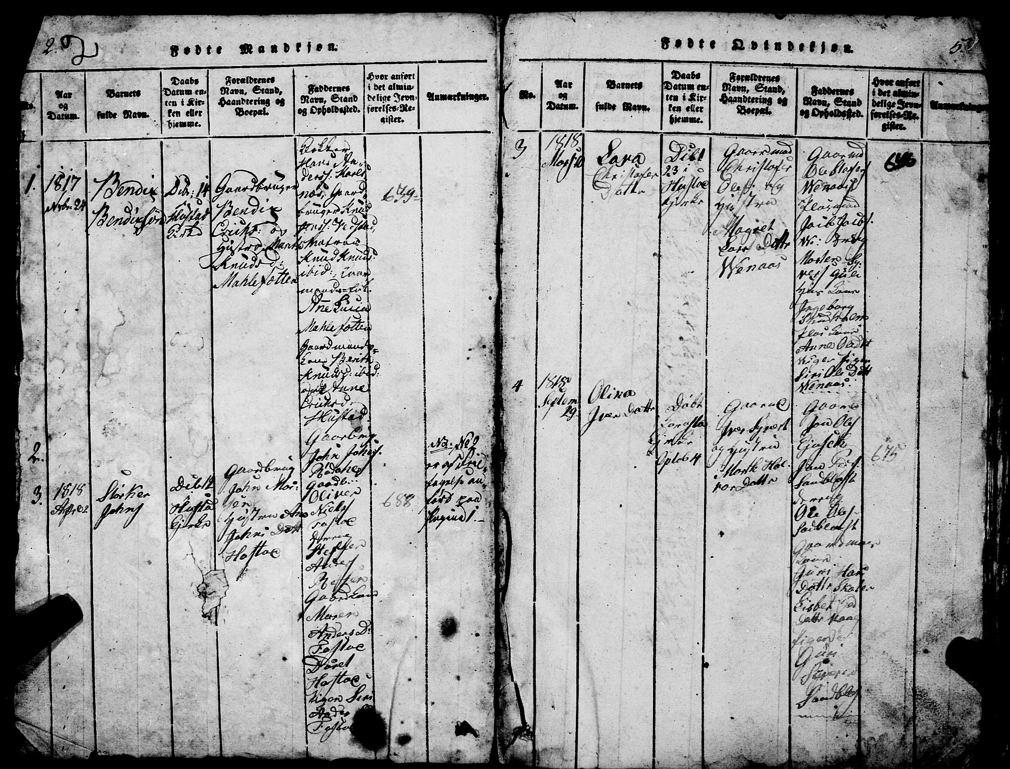 Ministerialprotokoller, klokkerbøker og fødselsregistre - Møre og Romsdal, AV/SAT-A-1454/567/L0781: Klokkerbok nr. 567C01, 1818-1845, s. 4-5