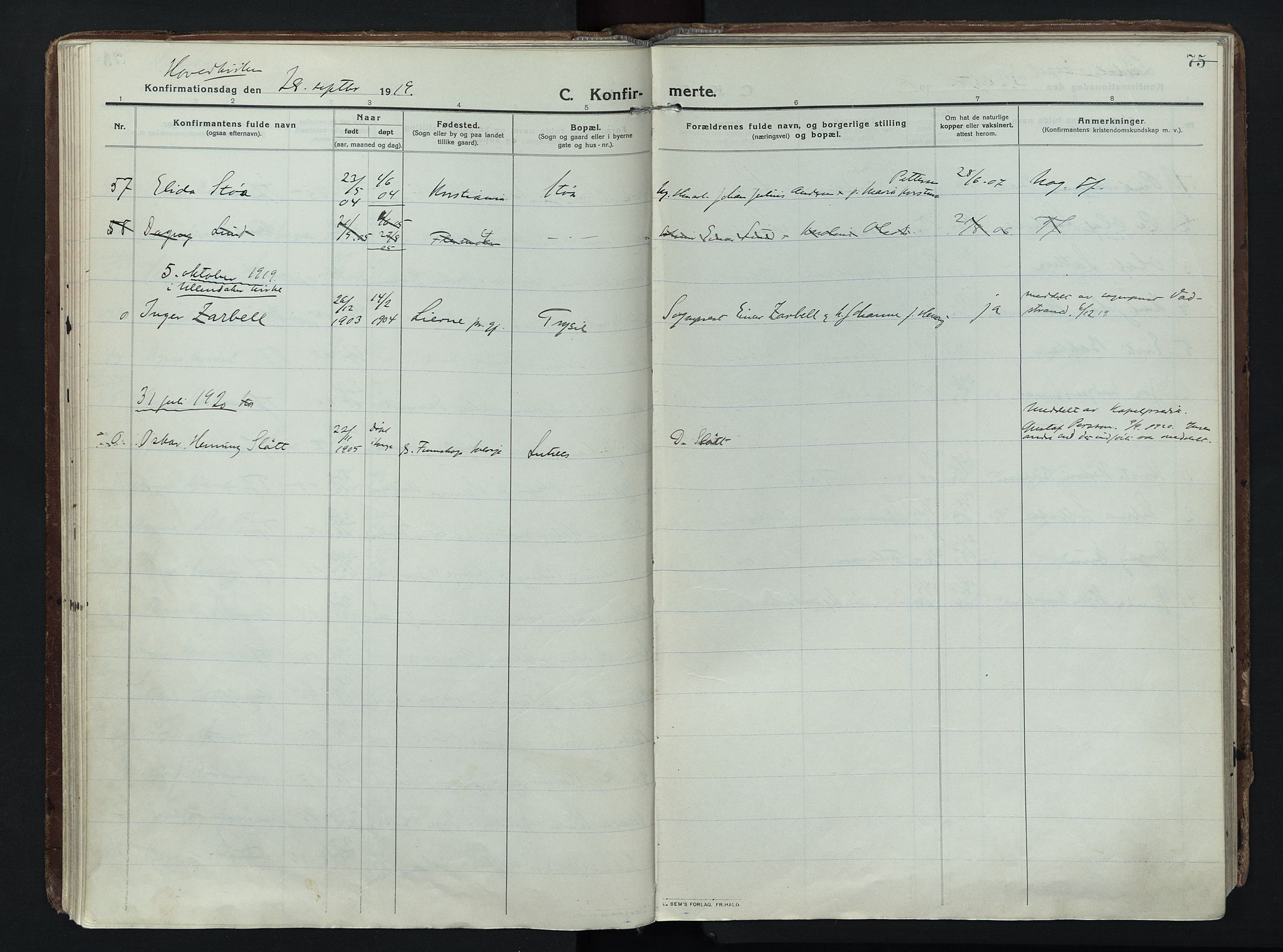 Trysil prestekontor, AV/SAH-PREST-046/H/Ha/Haa/L0014: Ministerialbok nr. 14, 1912-1923, s. 75